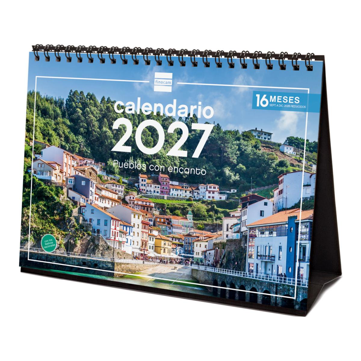 Calendario sobremesa año 2027 Imágenes S-210x150 mm Mes Vista Pueblos con encanto Finocam castellano Multicolor-1