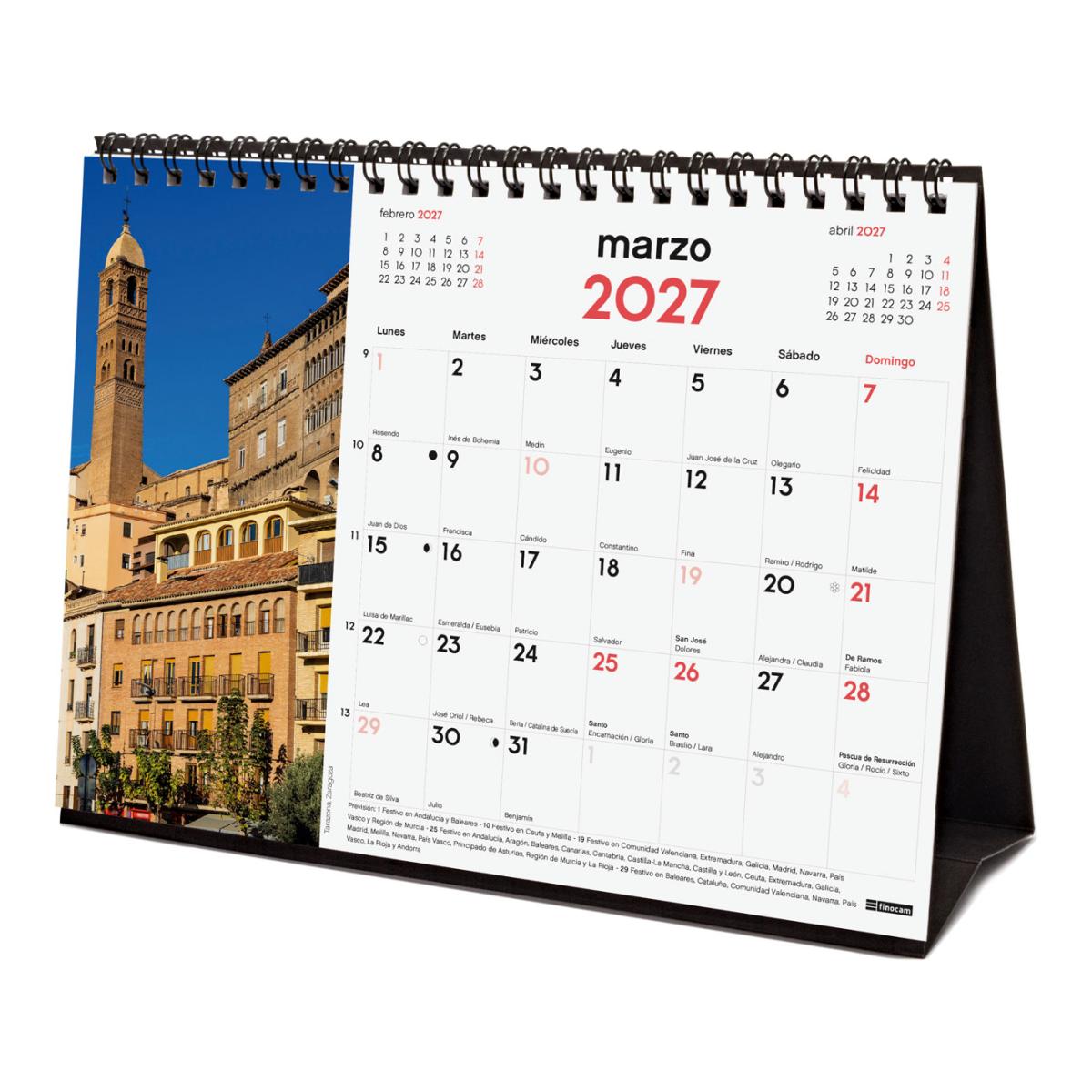 Calendario sobremesa año 2027 Imágenes S-210x150 mm Mes Vista Pueblos con encanto Finocam castellano Multicolor-3