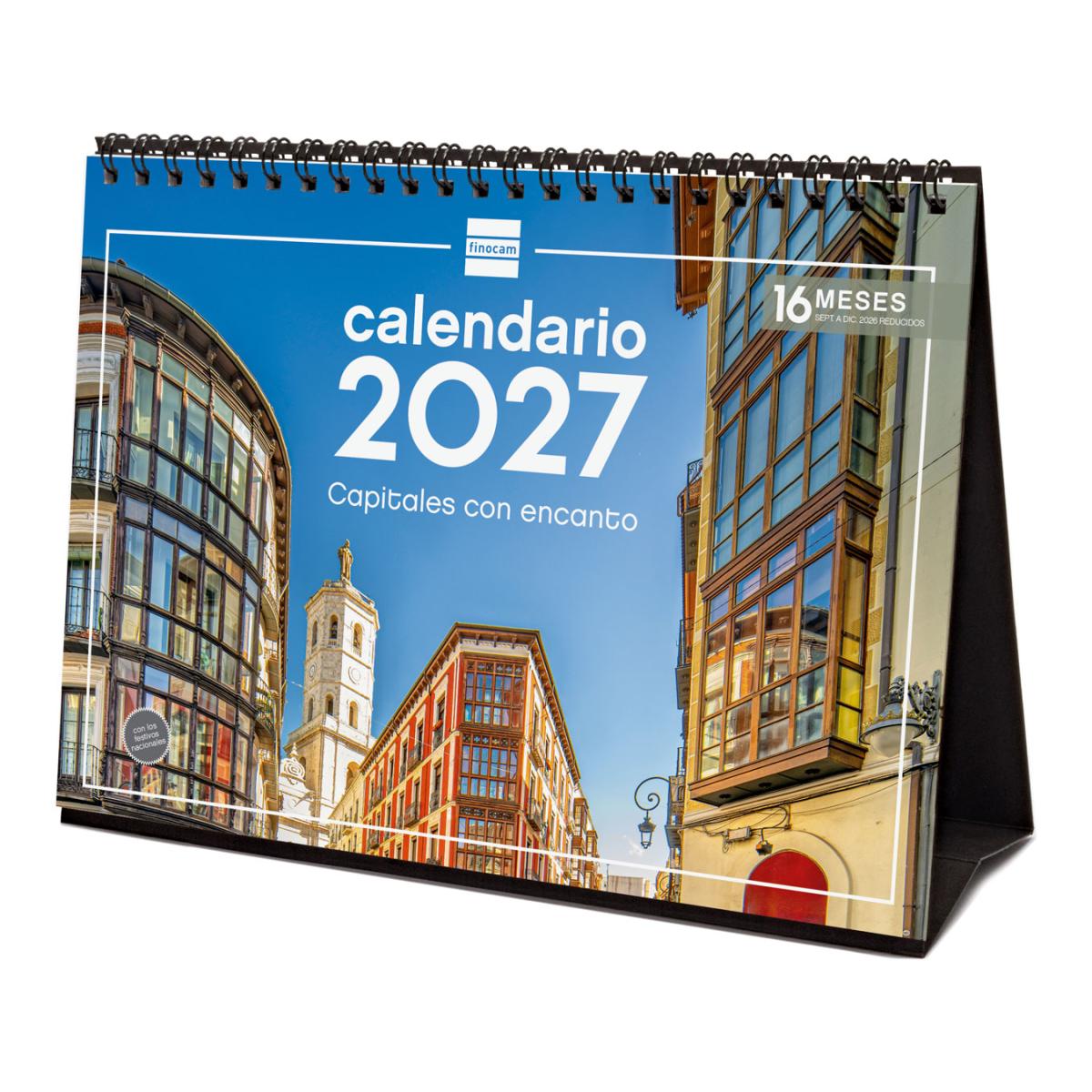 Calendario sobremesa año 2027 Imágenes S-210x150 mm Mes Vista Capitales Finocam castellano Multicolor-1