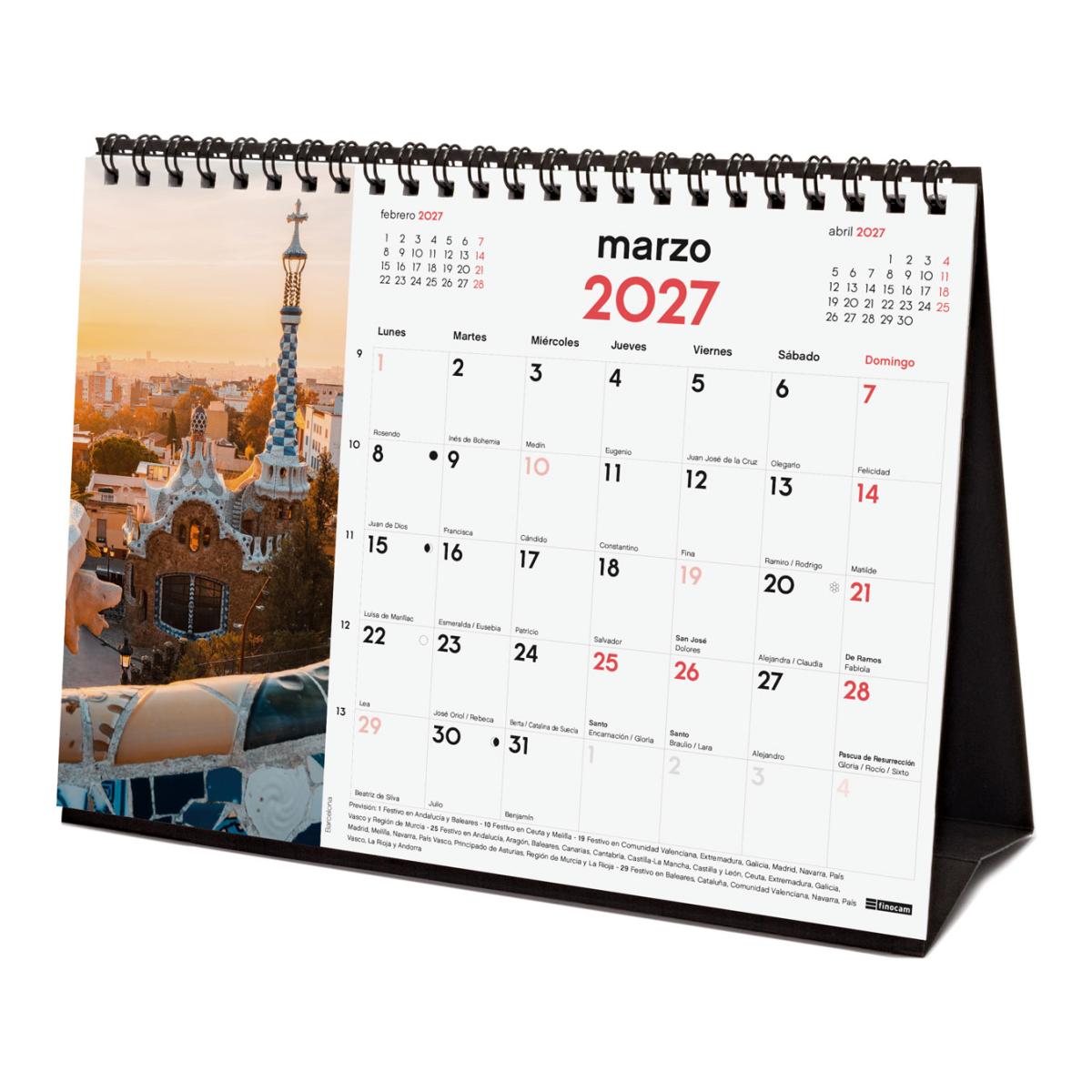 Calendario sobremesa año 2027 Imágenes S-210x150 mm Mes Vista Capitales Finocam castellano Multicolor-3