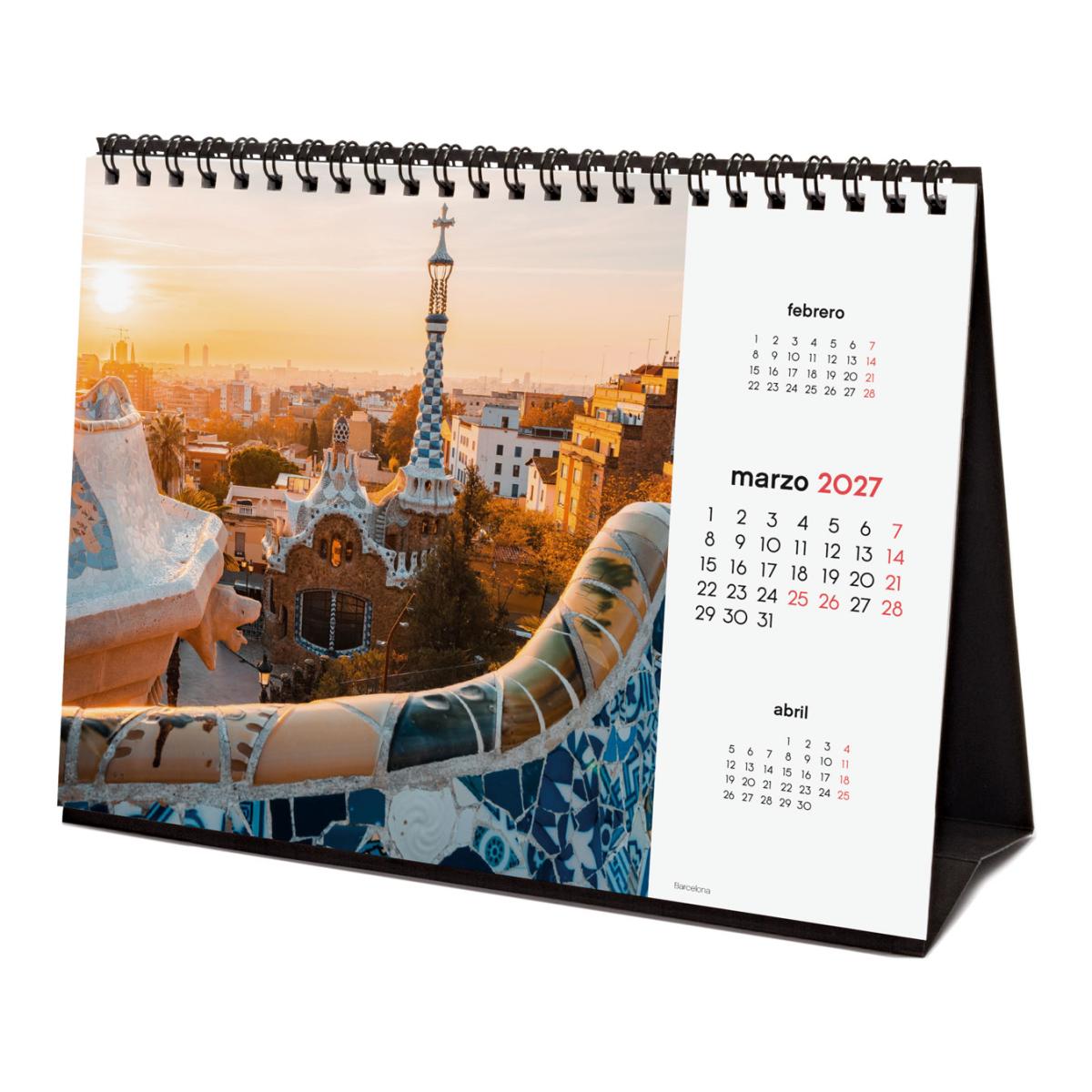 Calendario sobremesa año 2027 Imágenes S-210x150 mm Mes Vista Capitales Finocam castellano Multicolor-4
