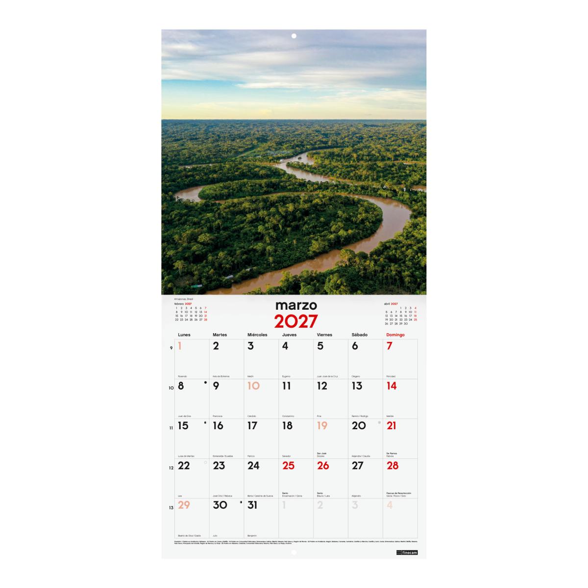 Imagen 2 de Calendario pared año 2027 Imágenes 300x300 mm Mes Vista Naturaleza Finocam castellano Multicolor