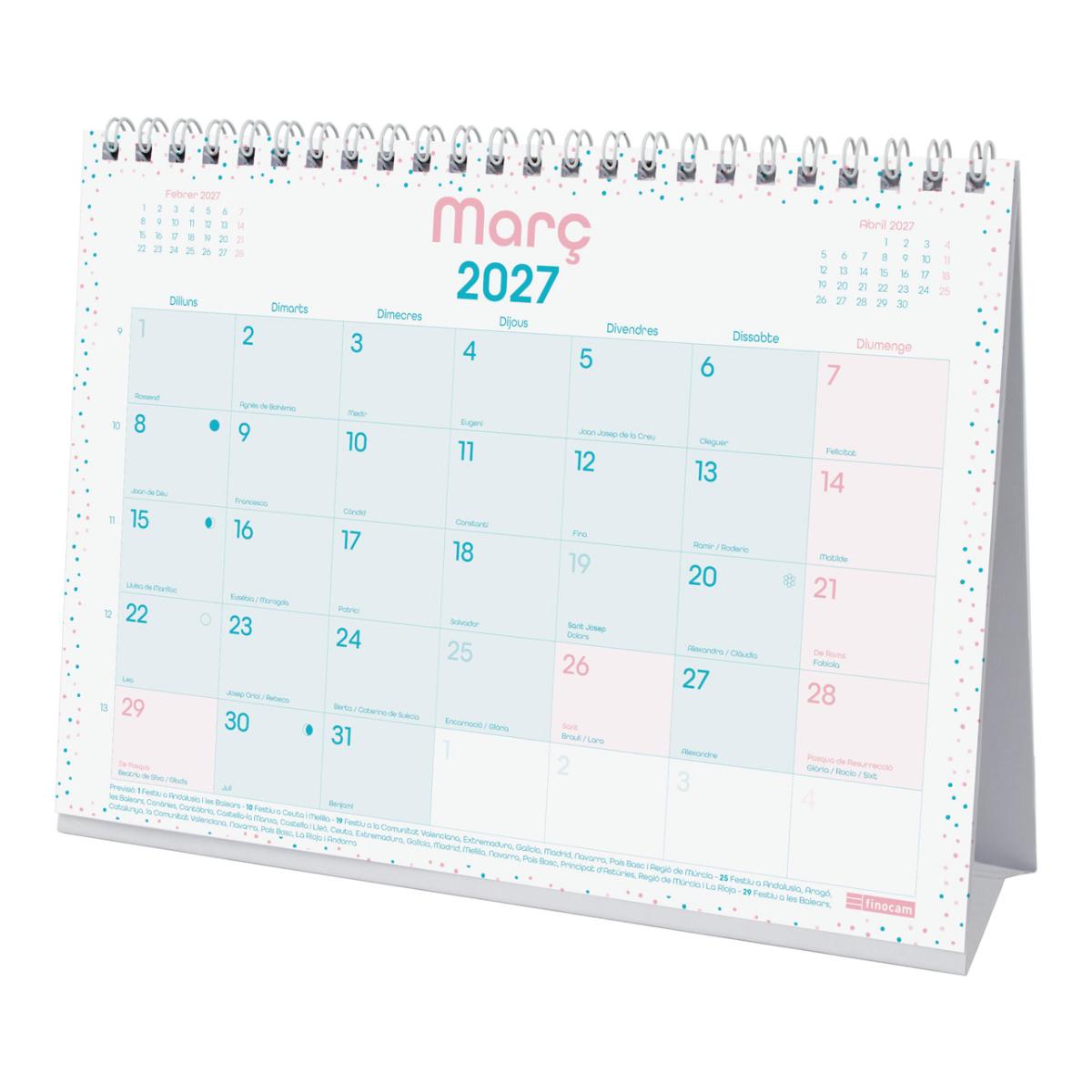 Imagen 4 de Calendario sobremesa año 2027 Trendy Chic S-210x150 mm Mes Vista Finocam turquesa catalán Turquesa