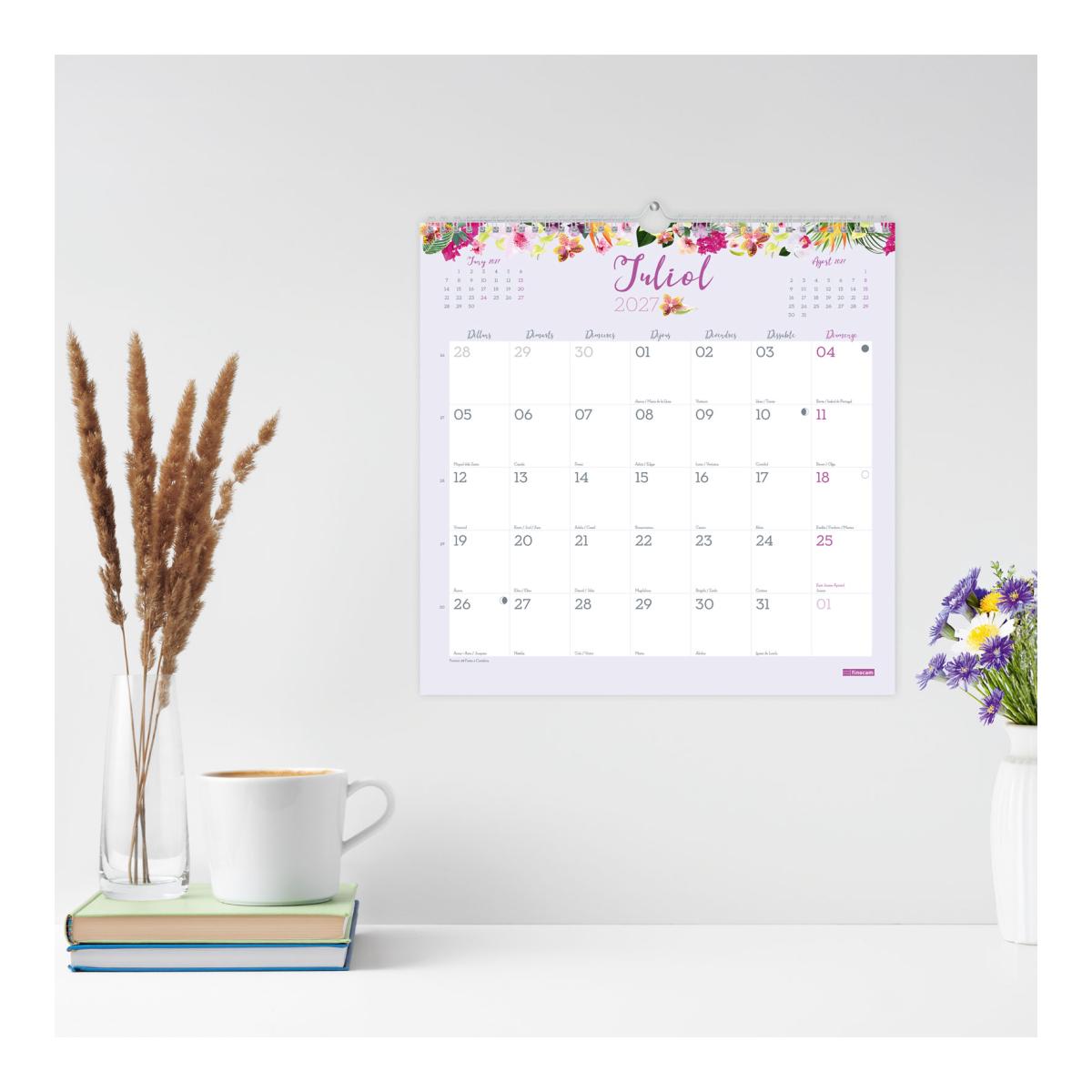 Calendario pared año 2027 Trendy Design 300x300 mm Mes Vista Finocam catalán Multicolor-2