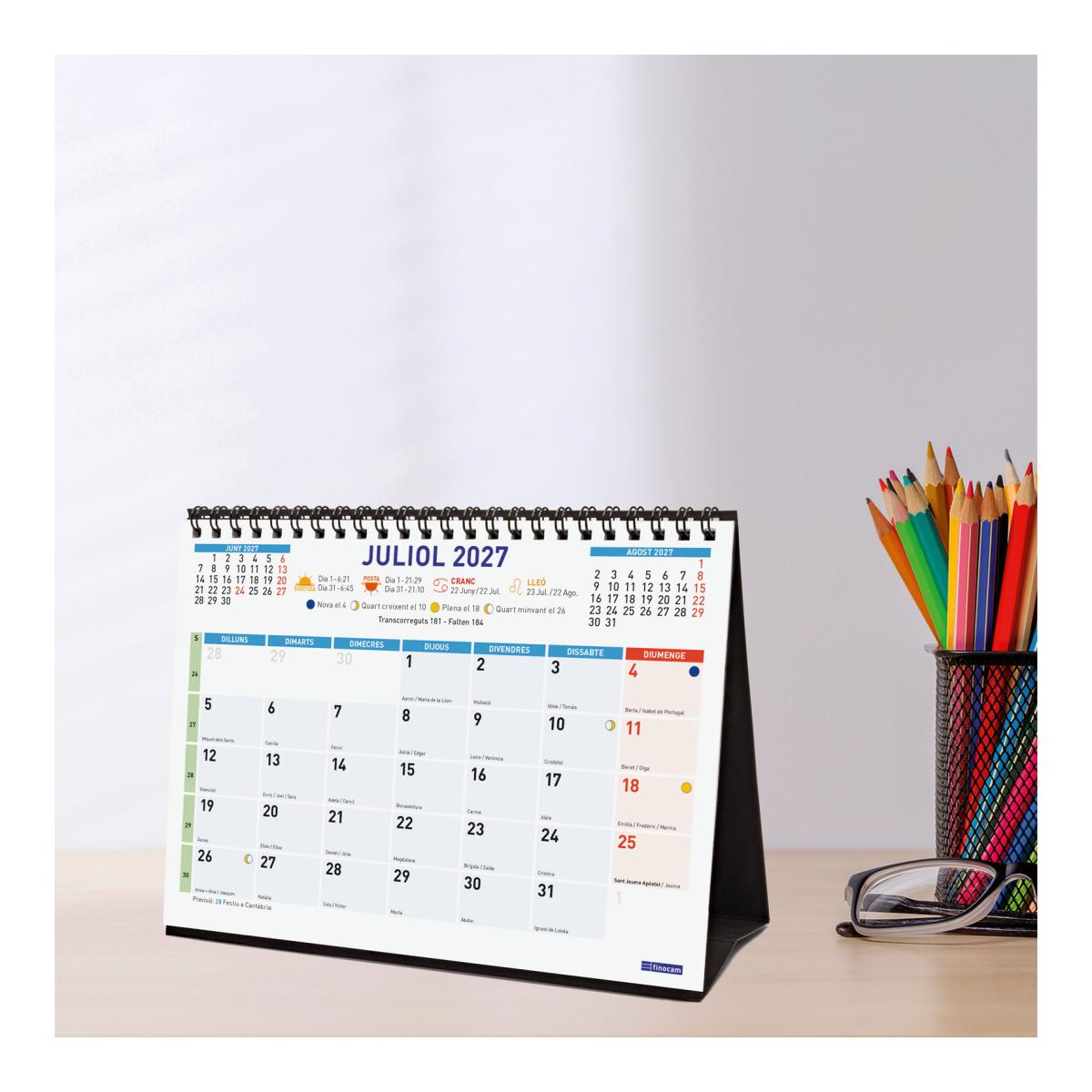 Calendario sobremesa año 2027 Trendy Color escribir S-210x150 mm Mes Vista Finocam catalán Multicolor-2