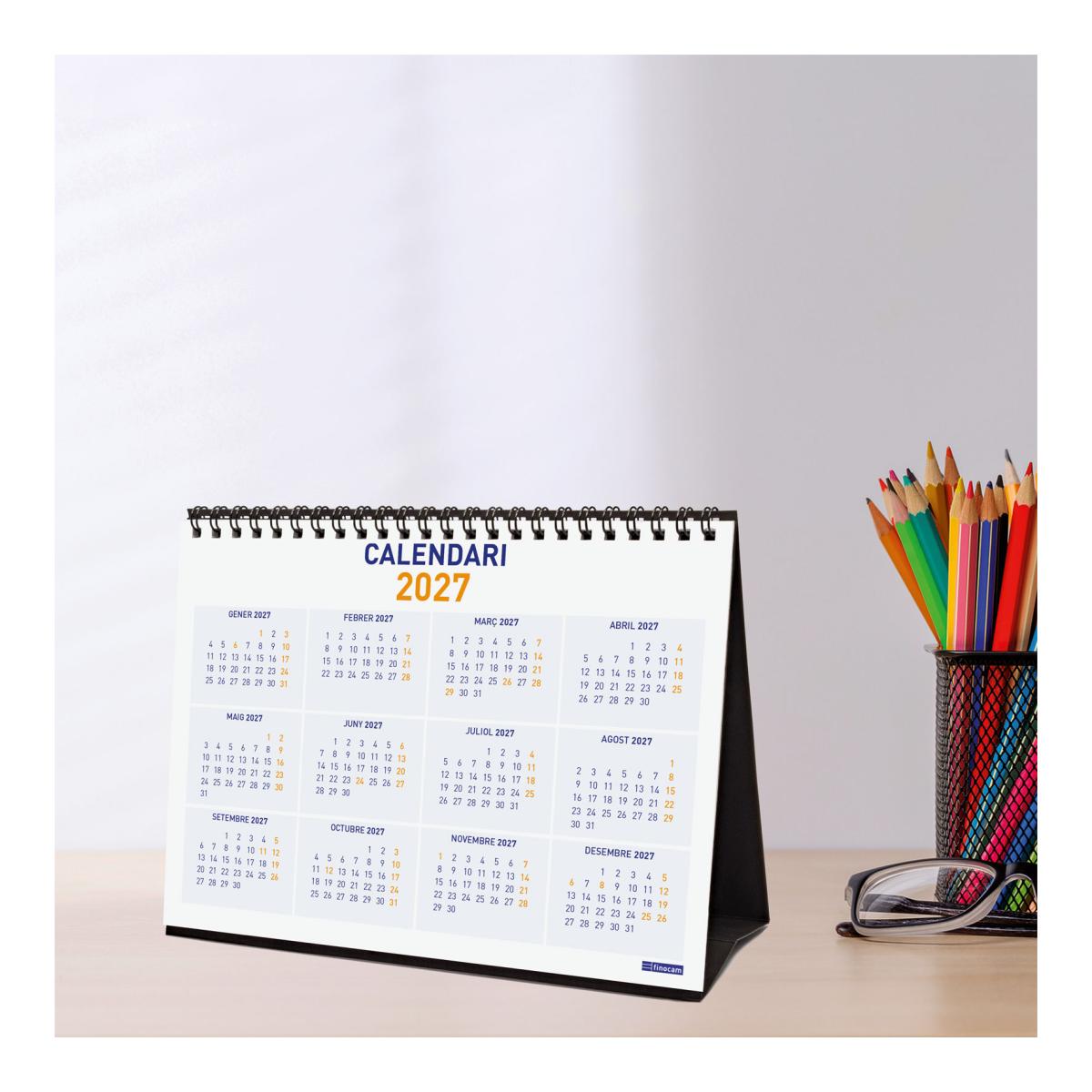 Calendario sobremesa año 2027 Trendy Color escribir S-210x150 mm Mes Vista Finocam catalán Multicolor-3