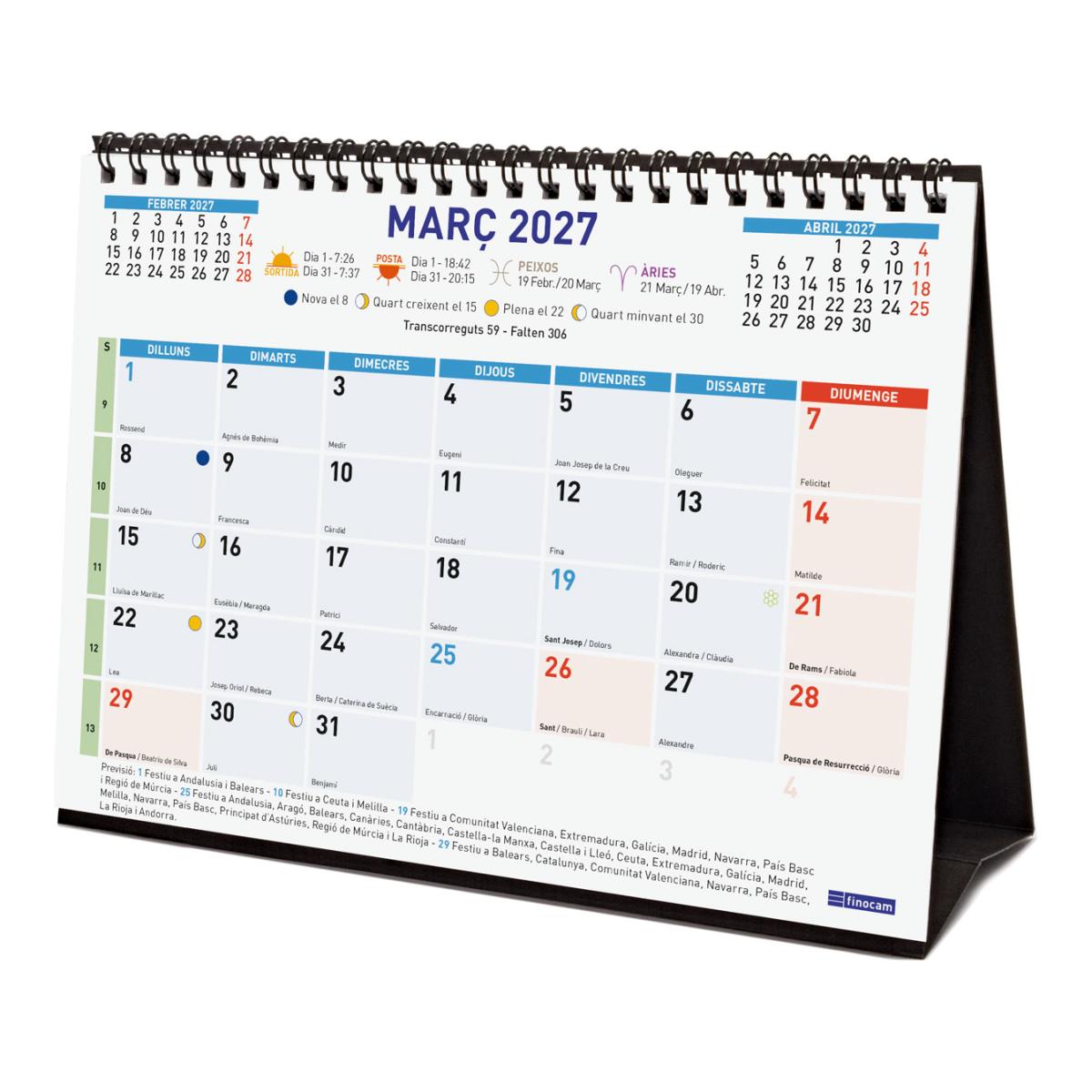 Calendario sobremesa año 2027 Trendy Color escribir S-210x150 mm Mes Vista Finocam catalán Multicolor-4