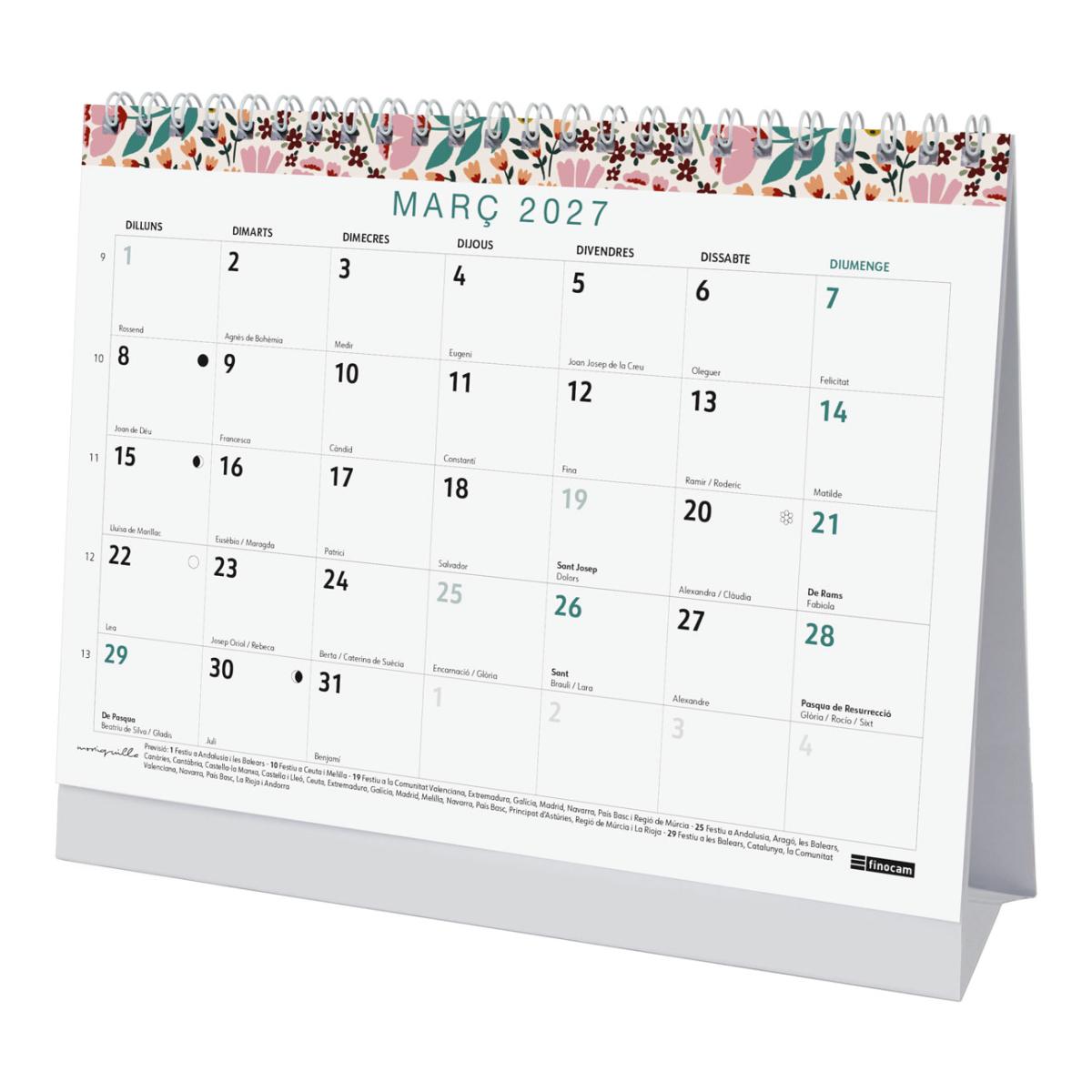 Calendario sobremesa año 2027 Art S-210x150 mm Mes Vista Moniquilla Finocam catalán Multicolor-4