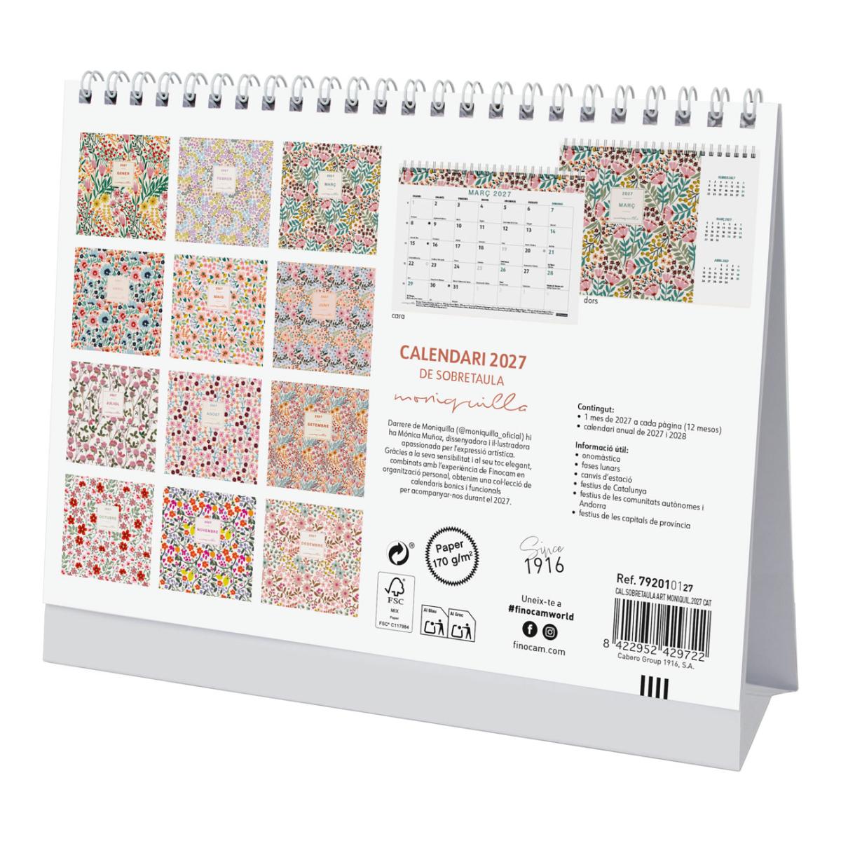 Calendario sobremesa año 2027 Art S-210x150 mm Mes Vista Moniquilla Finocam catalán Multicolor-6