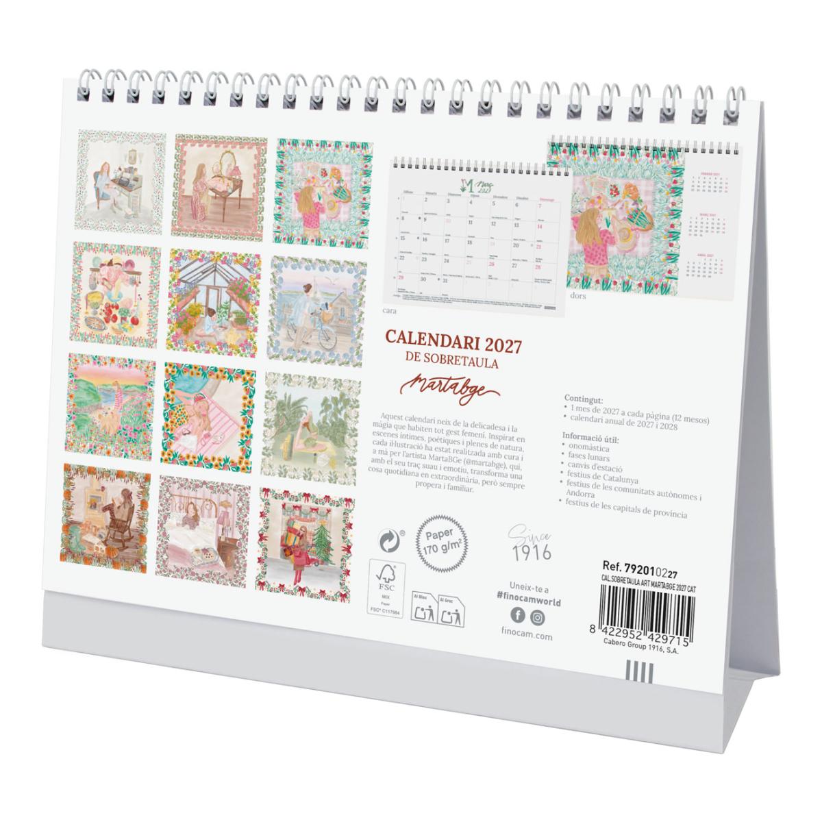 Calendario sobremesa año 2027 Art S-210x150 mm Mes Vista Martabge Finocam catalán Multicolor-6