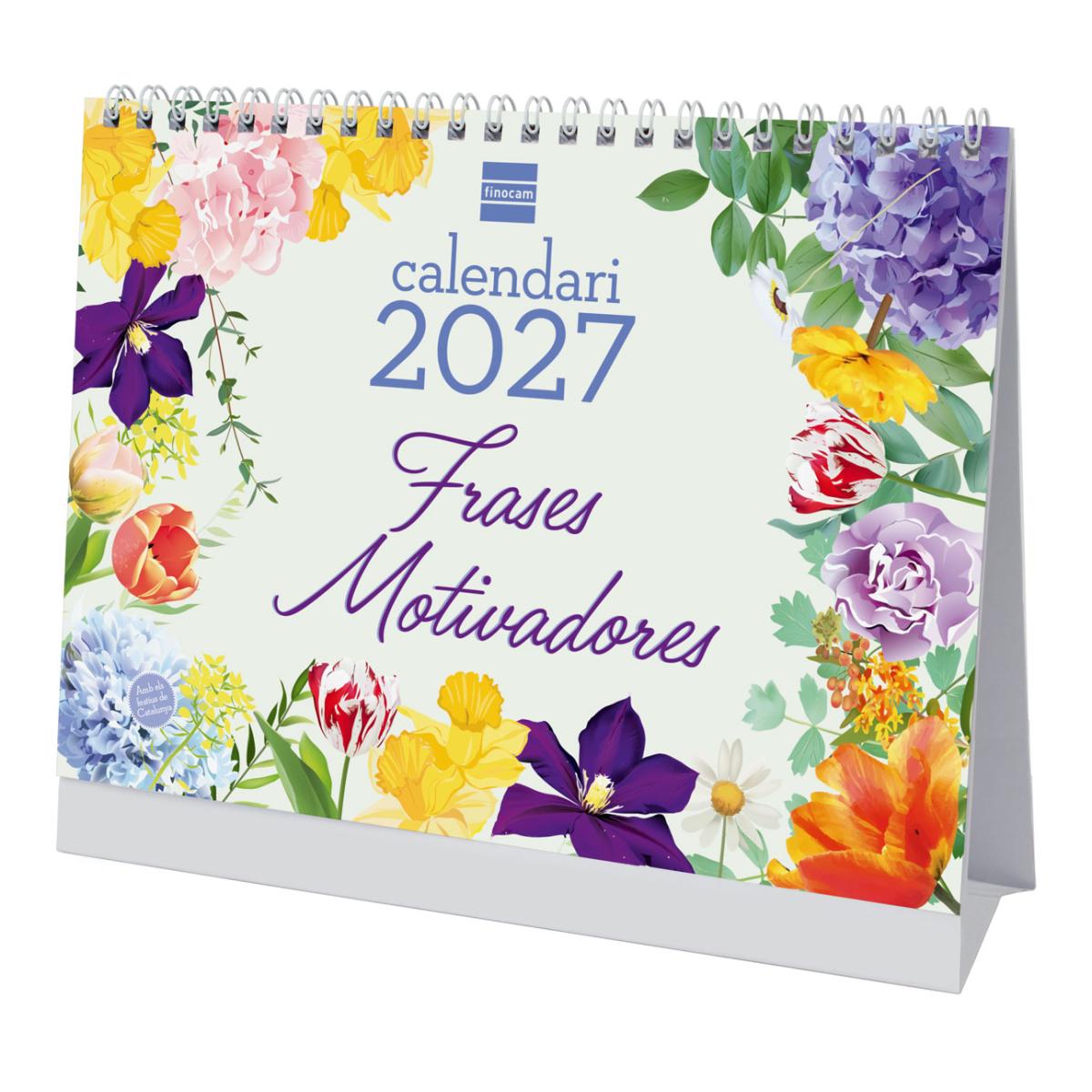 Calendario sobremesa año 2027 Art S-210x150 mm Mes Vista Frases motivadoras Finocam catalán Multicolor-1