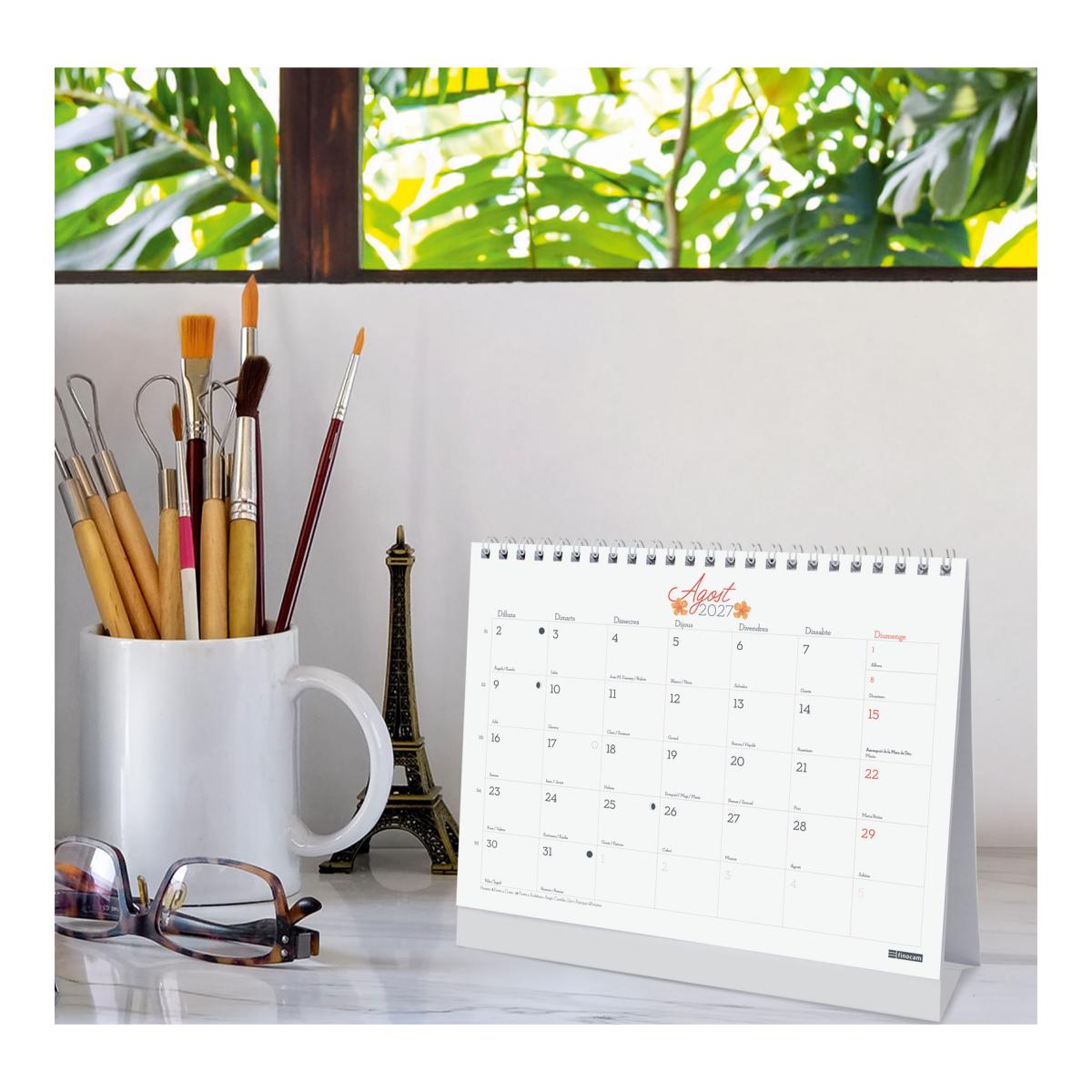 Calendario sobremesa año 2027 Art S-210x150 mm Mes Vista Frases motivadoras Finocam catalán Multicolor-2