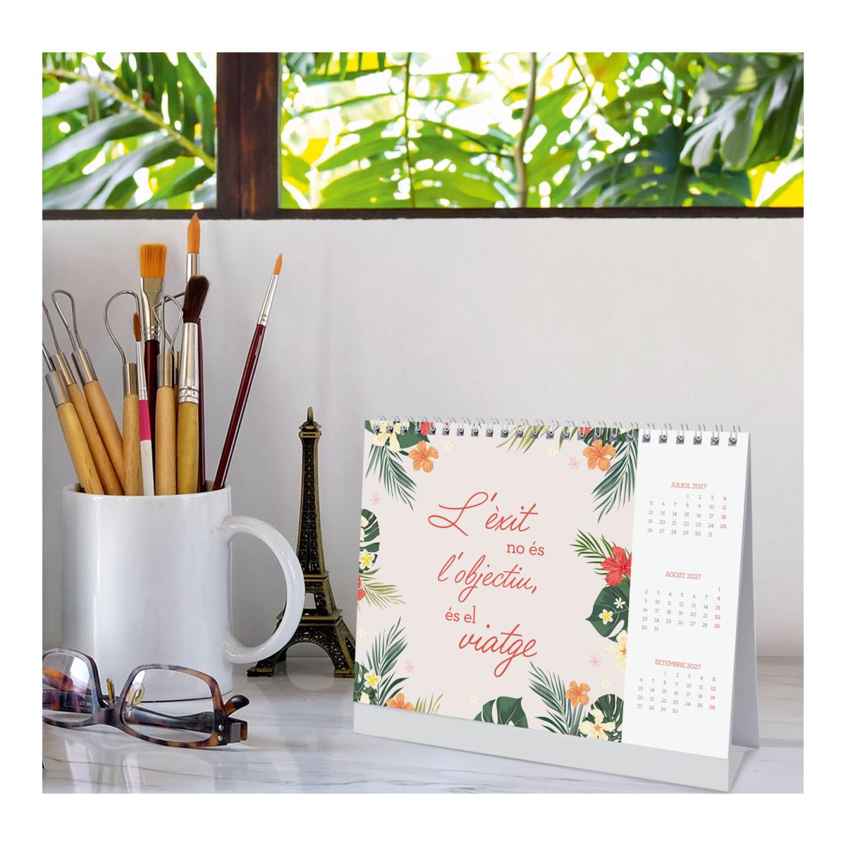Calendario sobremesa año 2027 Art S-210x150 mm Mes Vista Frases motivadoras Finocam catalán Multicolor-3