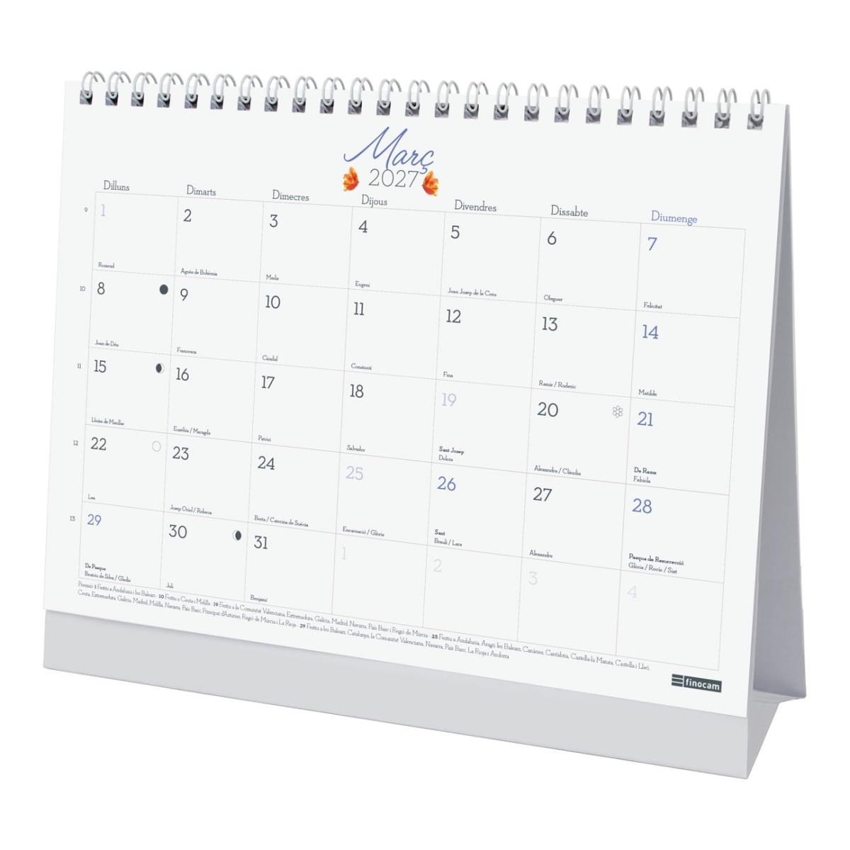 Calendario sobremesa año 2027 Art S-210x150 mm Mes Vista Frases motivadoras Finocam catalán Multicolor-4