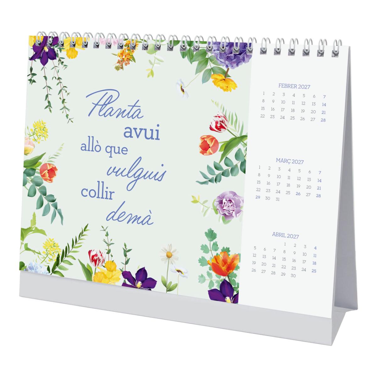 Calendario sobremesa año 2027 Art S-210x150 mm Mes Vista Frases motivadoras Finocam catalán Multicolor-5