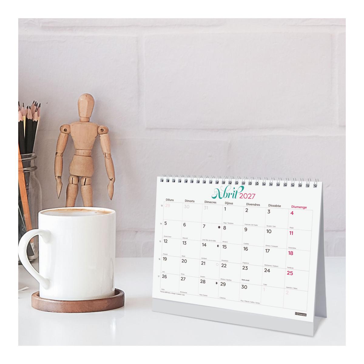 Calendario sobremesa año 2027 Art S-210x150 mm Mes Vista Frases inspiradoras Finocam catalán Multicolor-2