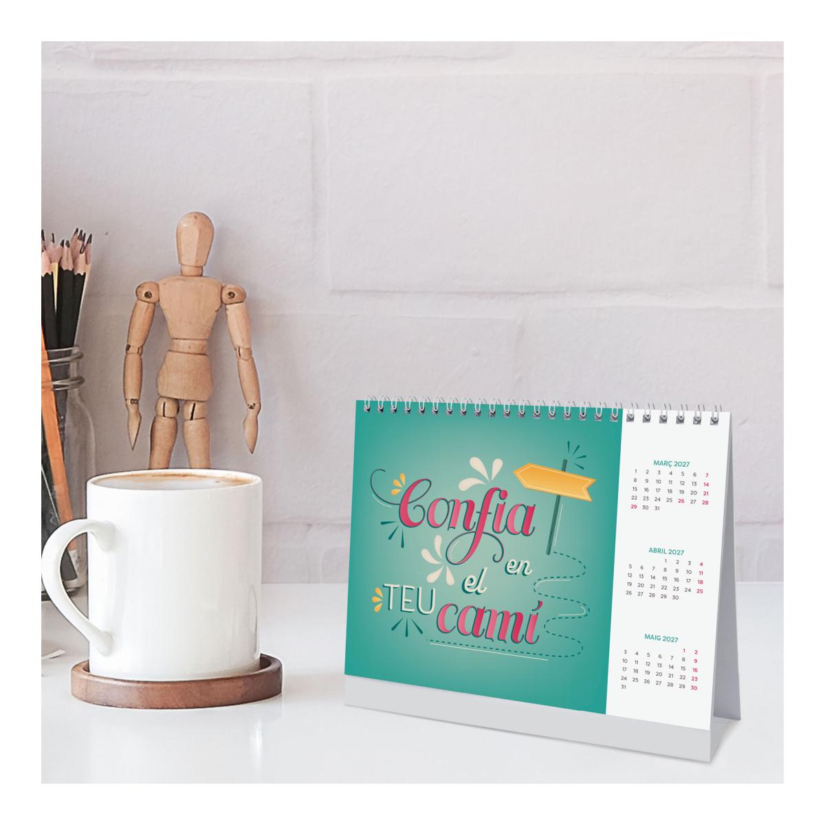 Calendario sobremesa año 2027 Art S-210x150 mm Mes Vista Frases inspiradoras Finocam catalán Multicolor-3