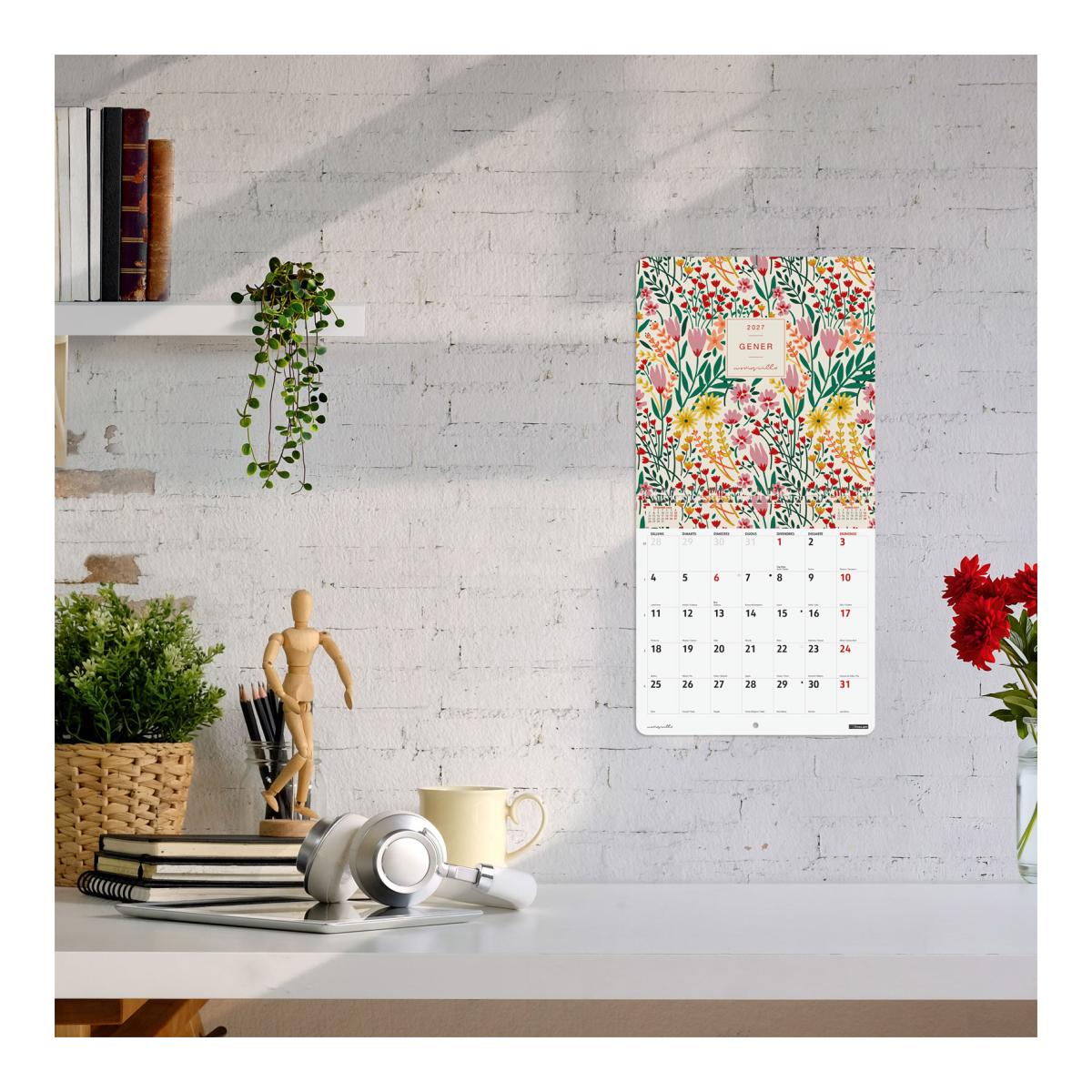 Calendario pared año 2027 Art 210x210 mm Mes Vista Moniquilla Finocam catalán Multicolor-2
