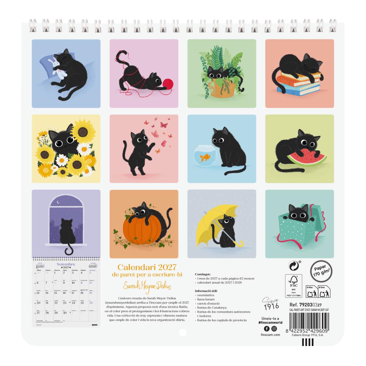 Imagen 4 de Calendario pared año 2027 Art 210x210 mm Mes Vista Sarah Meyer-Delius Finocam catalán Multicolor