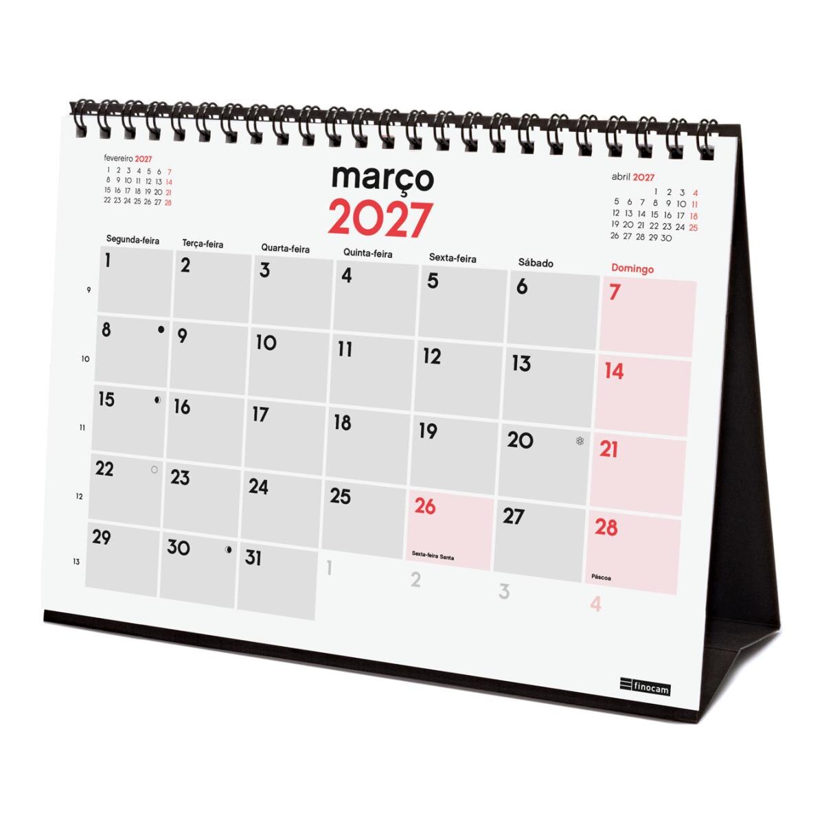 Calendário de secretária para o ano de 2027, neutro, modelo S-210x150 mm, visualização mensal, Finocam, em português Multicolor-4