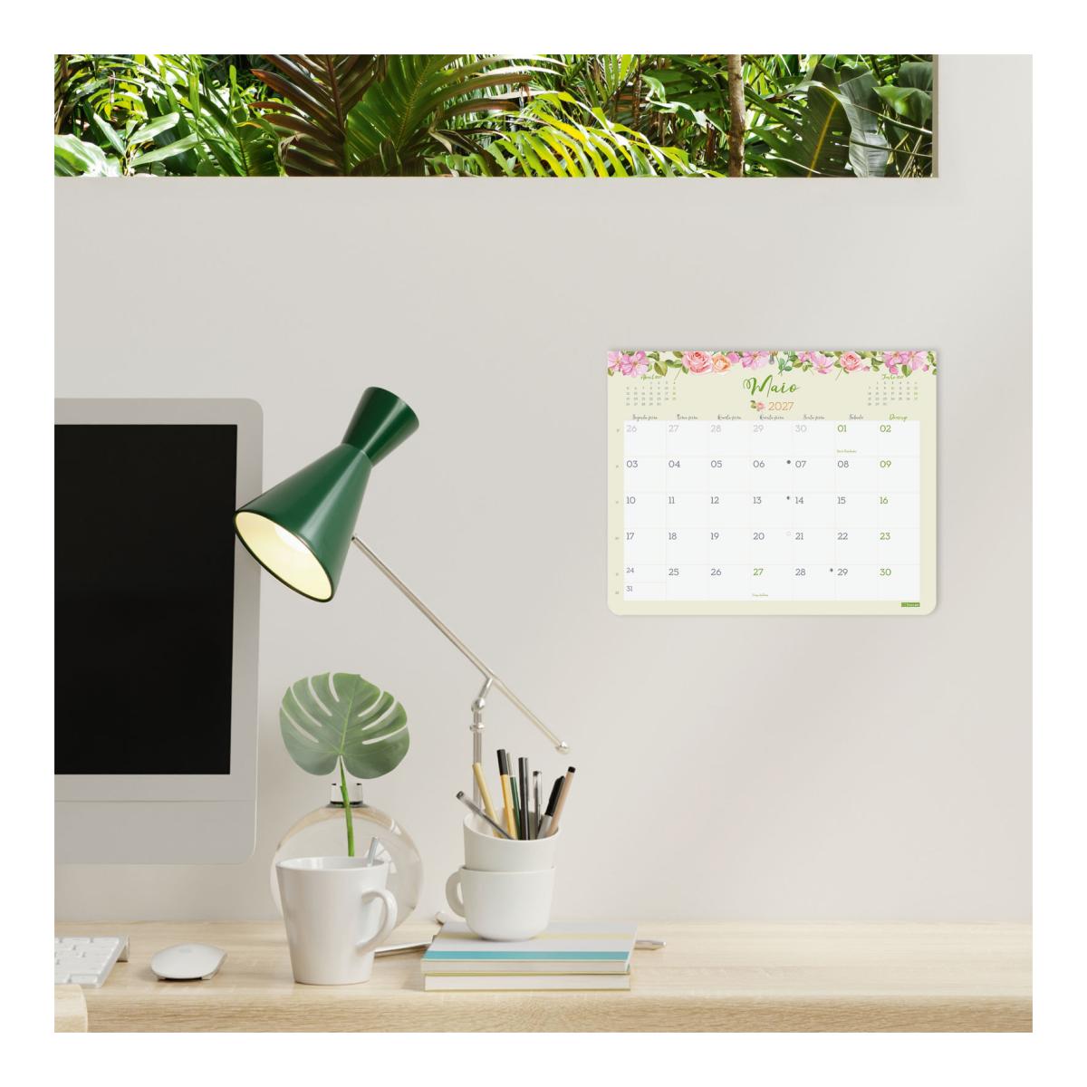 Calendário de parede com fixação por cola e íman, ano de 2027, Trendy Design, 250 x 200 mm, visualização mensal, Finocam, em português Multicolor-3