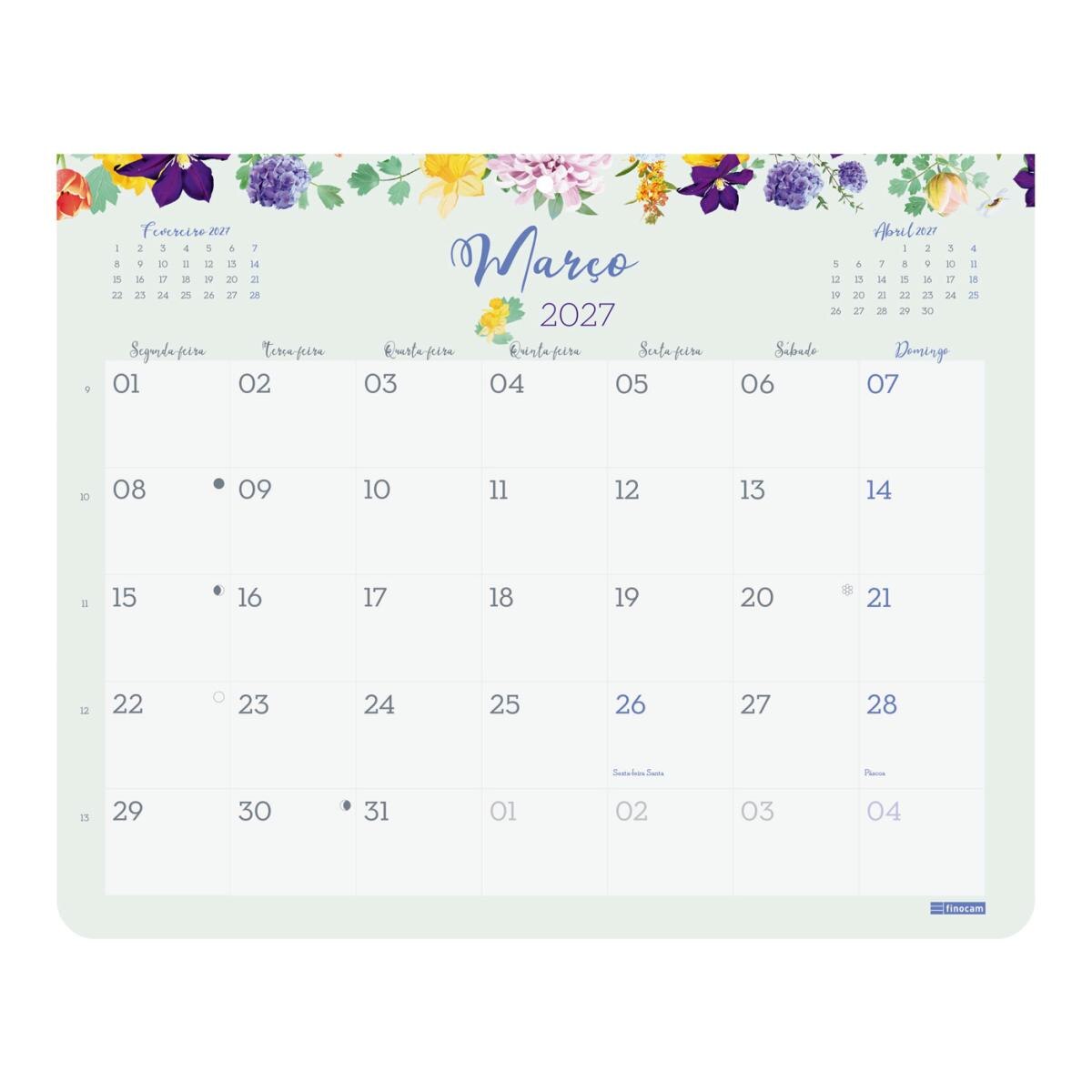 Calendário de parede com fixação por cola e íman, ano de 2027, Trendy Design, 250 x 200 mm, visualização mensal, Finocam, em português Multicolor-5