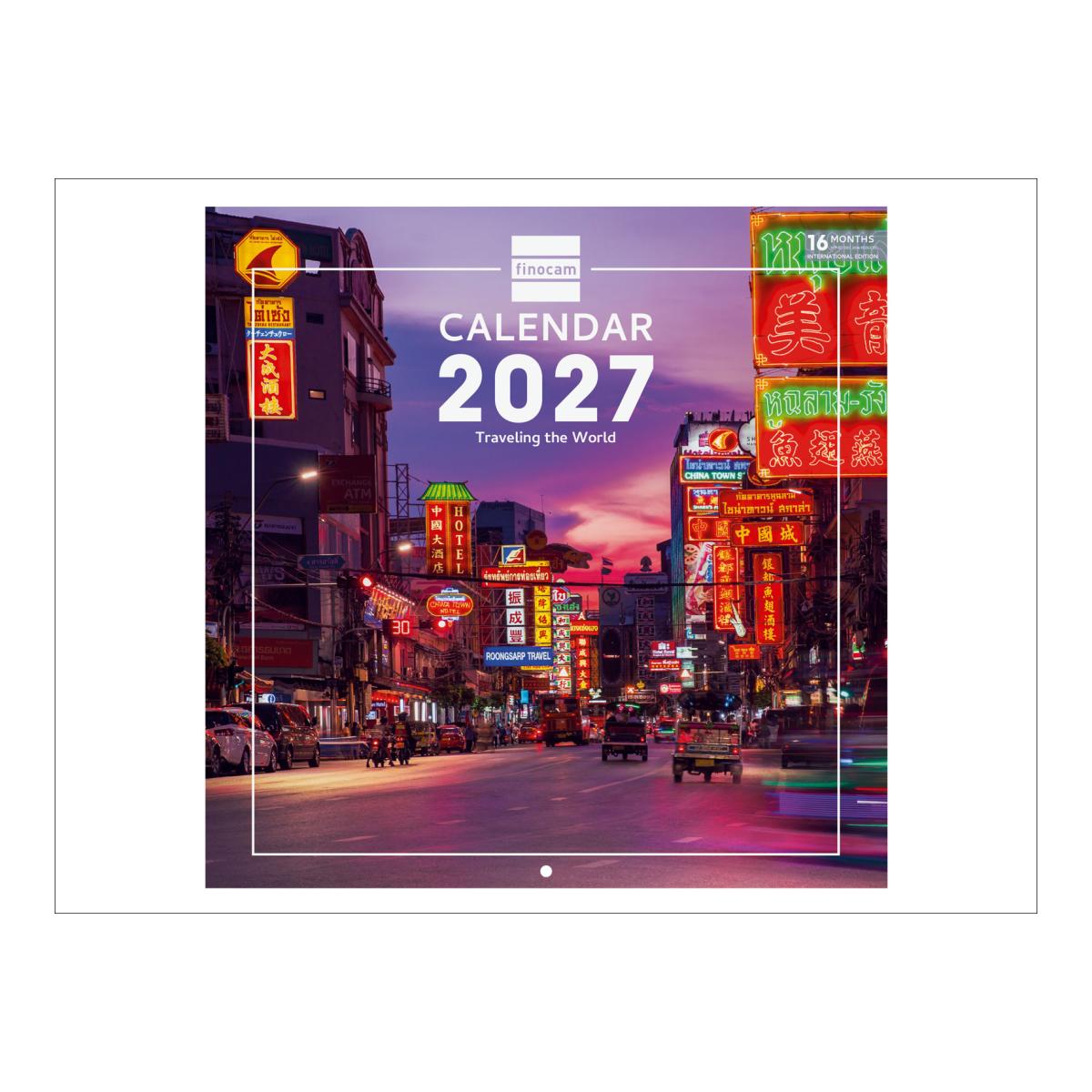 Imagem 0 de Calendário de parede para o ano de 2027 Imagens 300x300 mm Vista mensal Traveling Finocam internacional multilingue