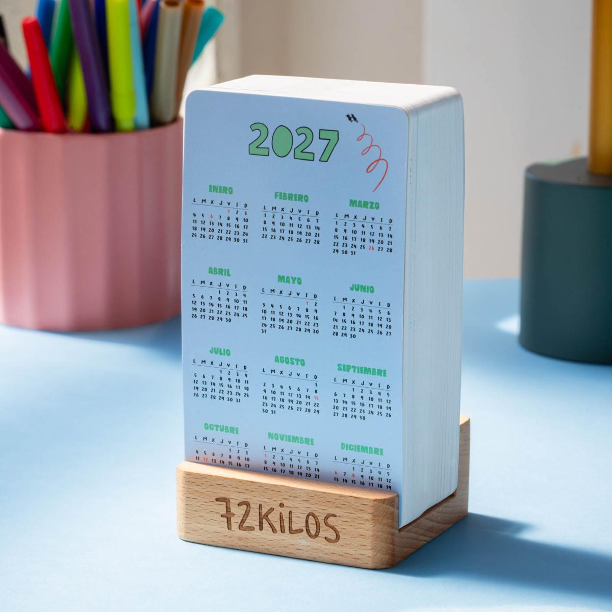 Calendario mesa de tarjetas 2027 72 kilosTantanfan Multicolor-4