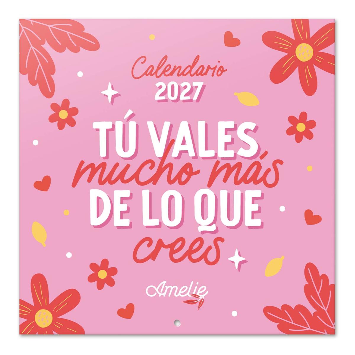 Calendario de pared 2027 30x30 16 Meses  Erik Rosa  Español Rosa-1