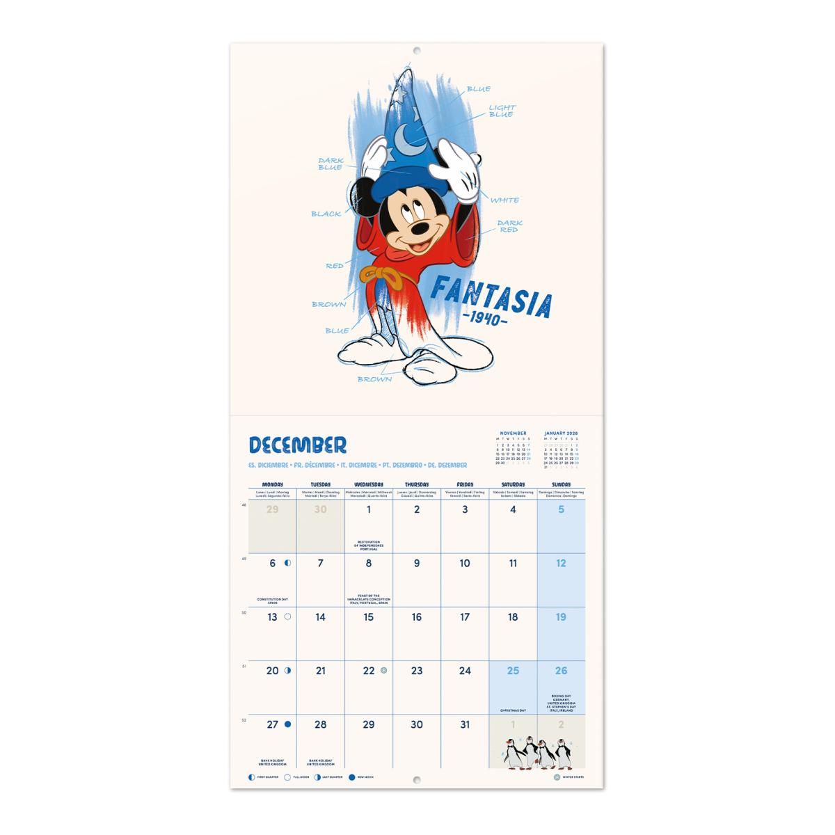 Calendario de pared 2027 30x30 16 Meses Disney Erik Blanco Multiliingüe Blanco-3