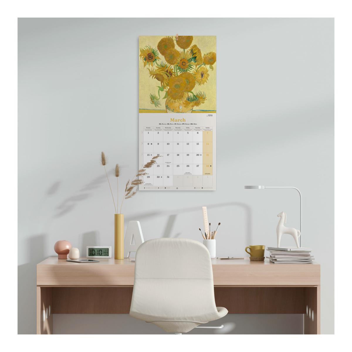 Calendário de Parede 2027 30x30 16 Meses Van Gogh Erik Blue Multiliingüe Azul-4