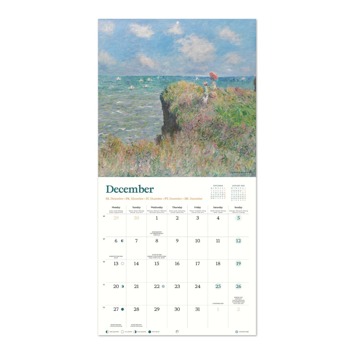 Calendário de Parede 2027 30x30 16 Meses Monet Erik Blue Multiliingüe Azul-3
