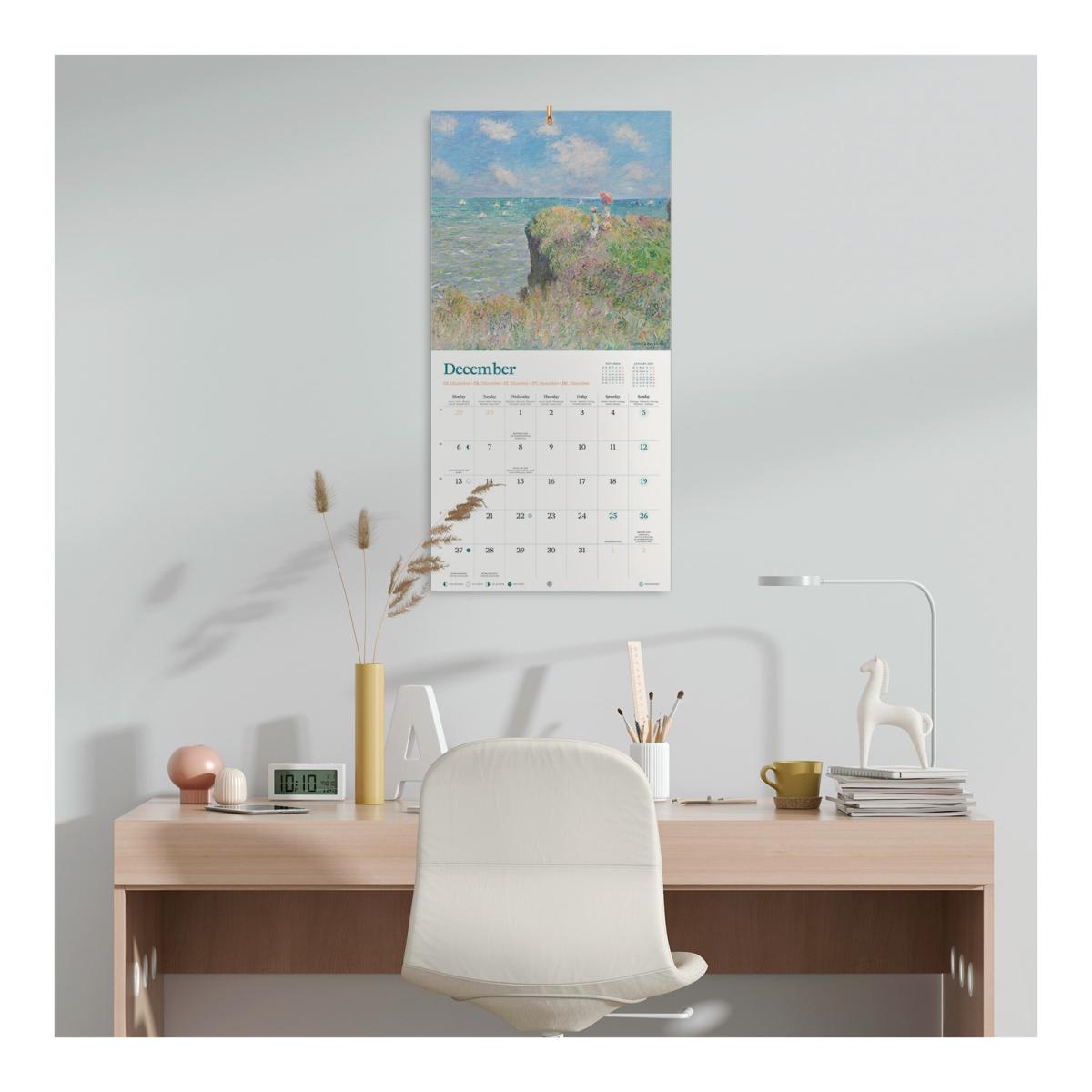Calendário de Parede 2027 30x30 16 Meses Monet Erik Blue Multiliingüe Azul-4