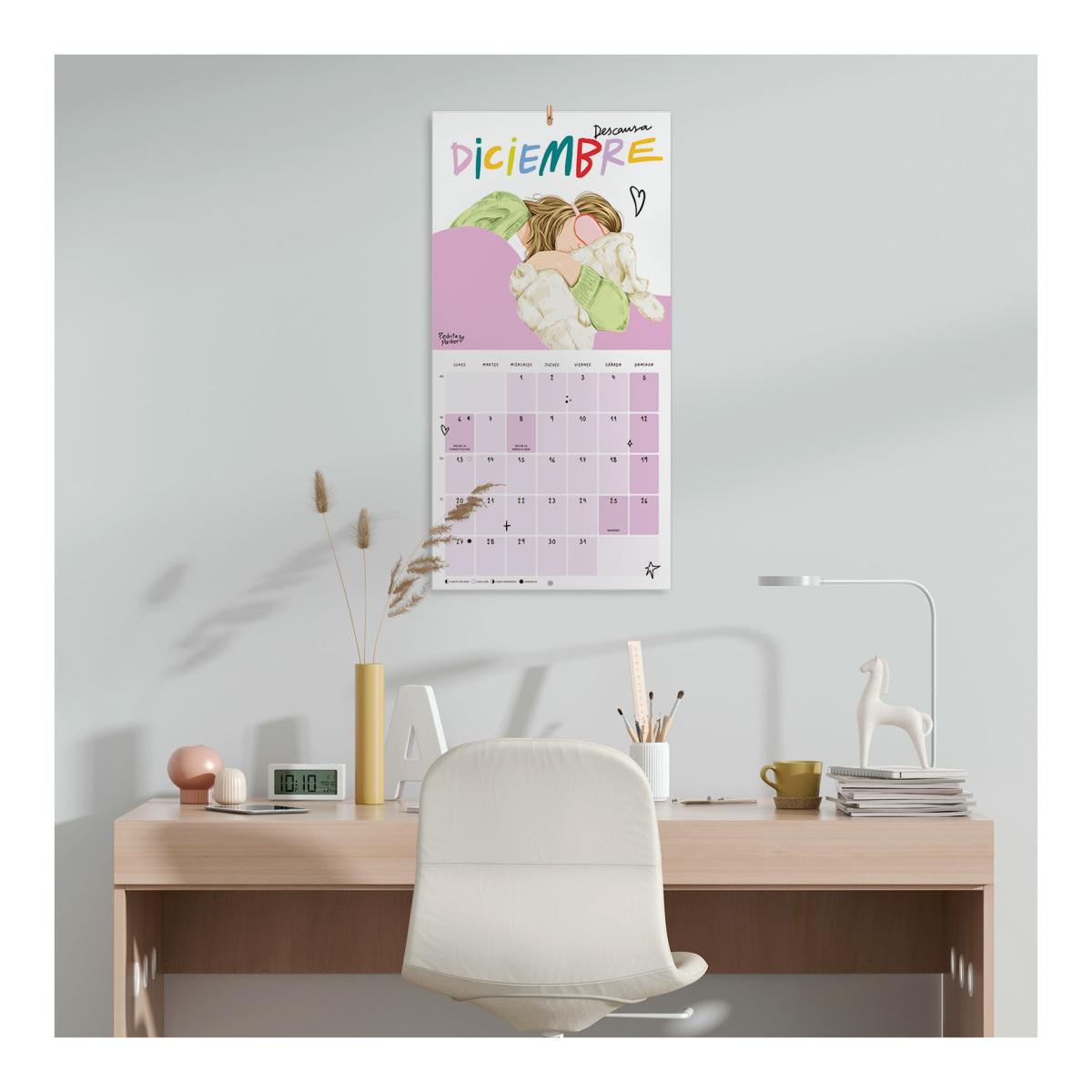 Calendario de pared 2027 30x30 16 Meses Pedrita Parker Erik Blanco Español Blanco-4