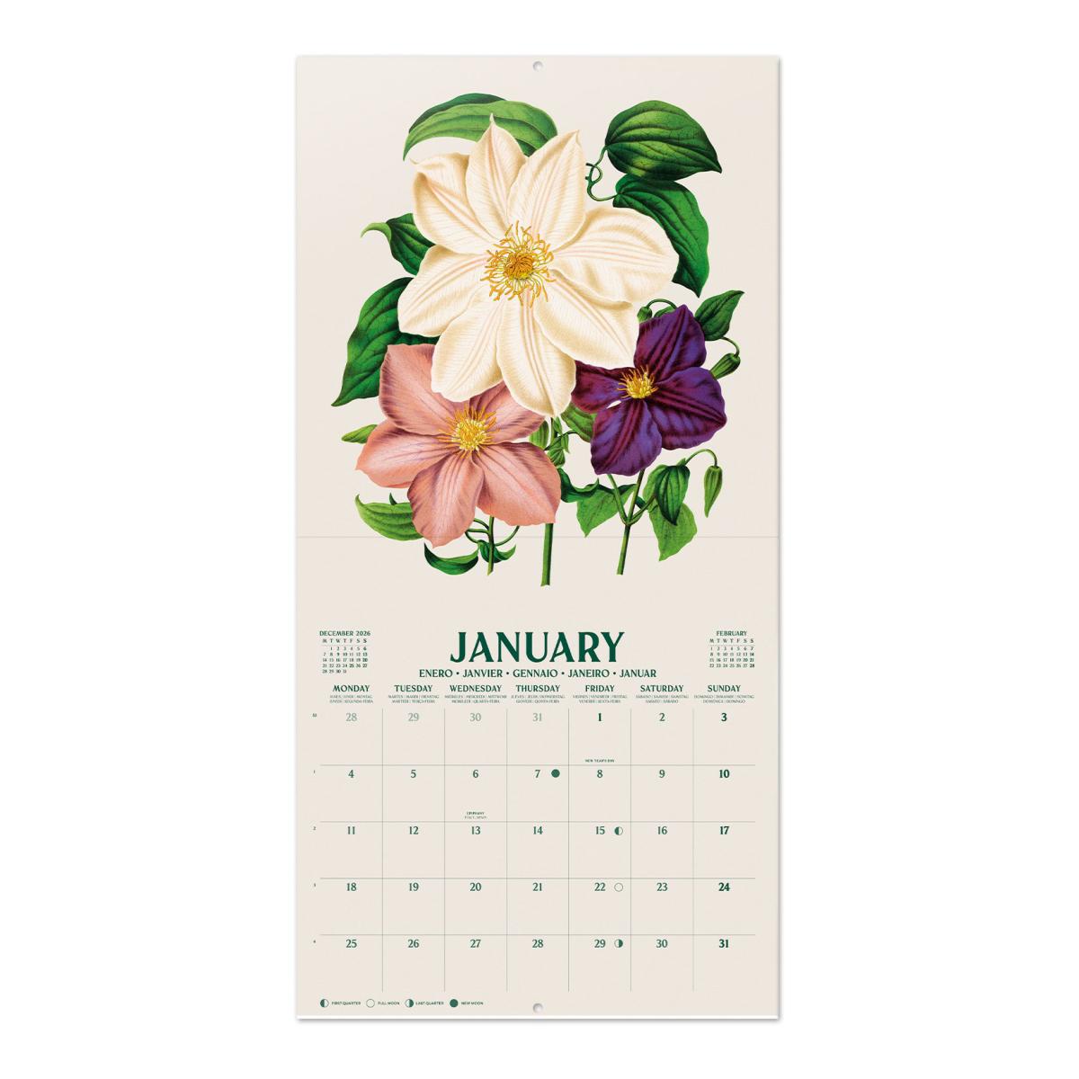 Calendario de pared 2027 30x30 16 Meses Erik Blanco Multiliingüe Blanco-3