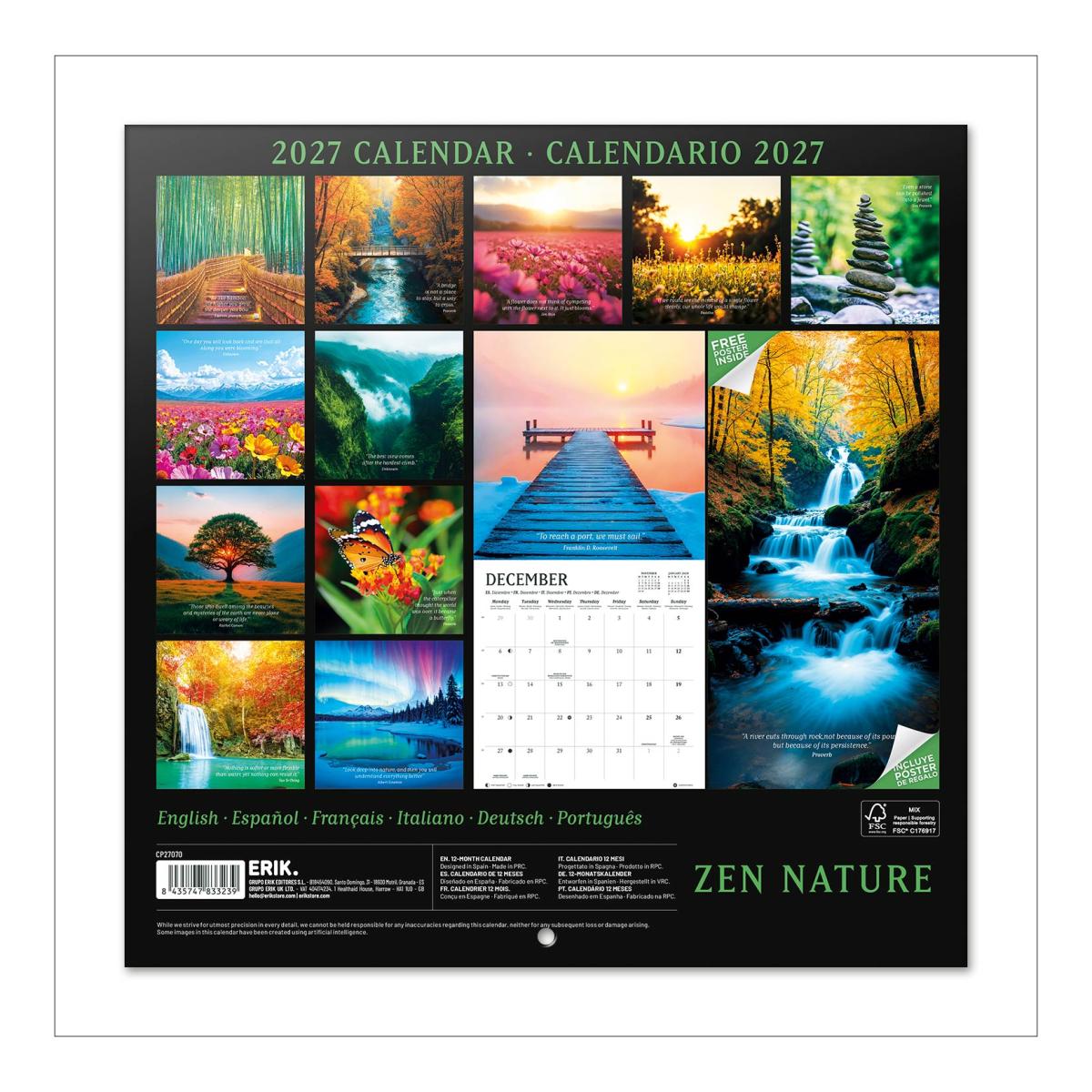 Calendário de Parede 2027 30x30 16 Meses Erik Blue Multiliingüe Azul-2