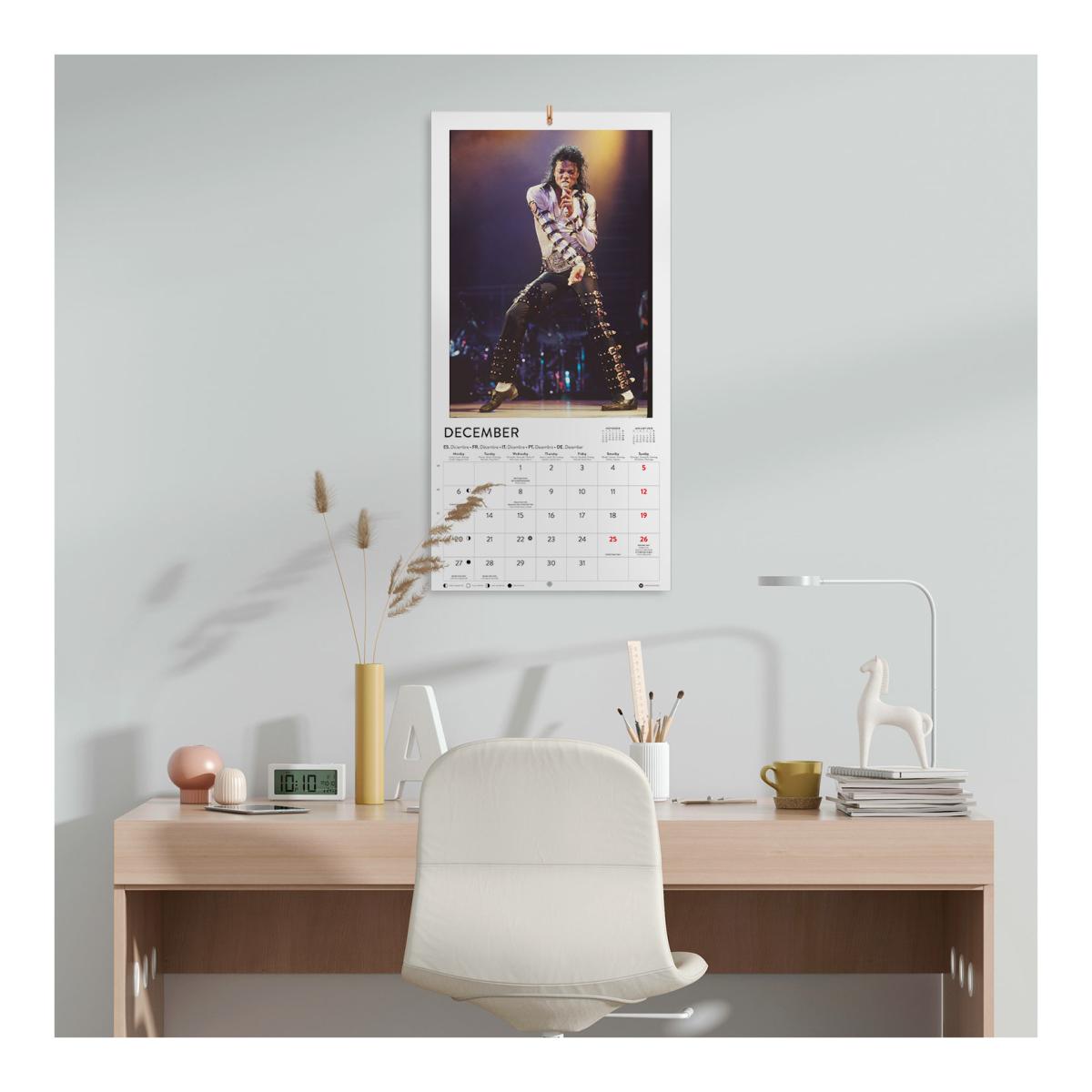 Imagen 4 de Calendario de pared 2027 30x30 16 Meses Michael Jackson Erik Blanco Multiliingüe Blanco