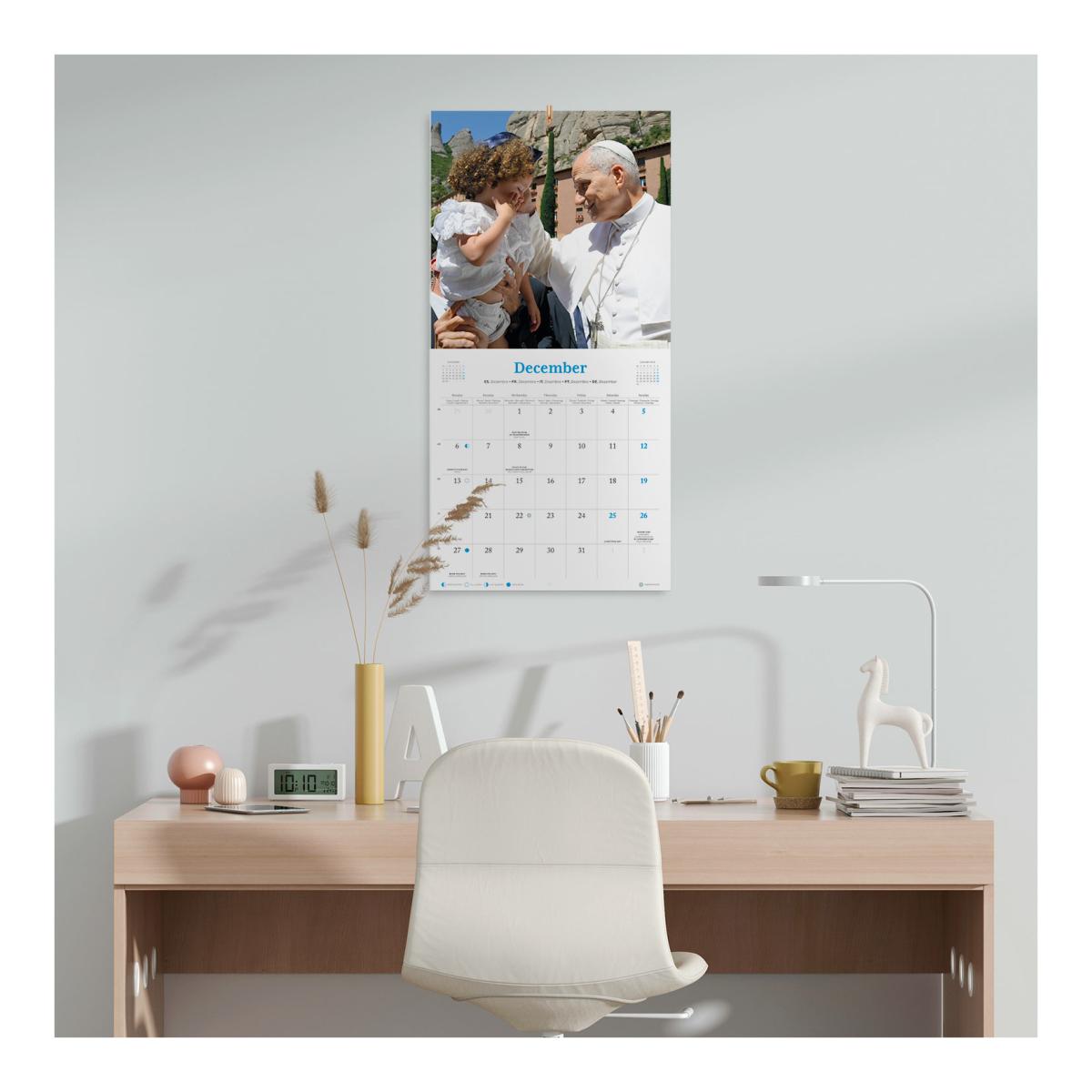 Calendario de pared 2027 30x30 16 Meses Papa Leon Xiv Erik Blanco Multiliingüe Blanco-4