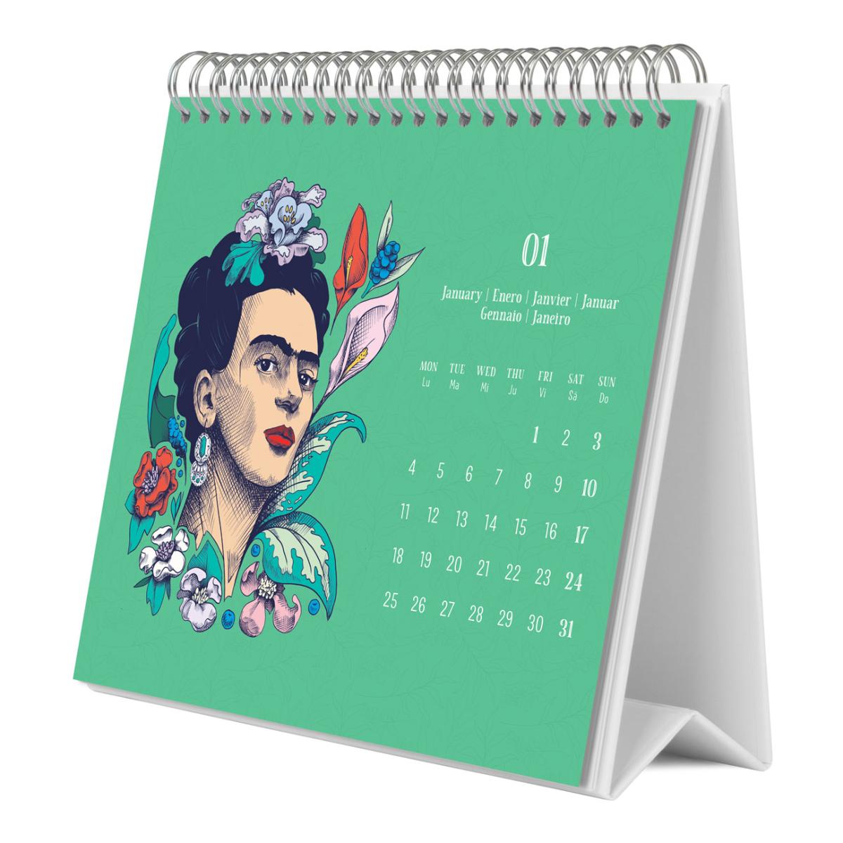 2027 Calendário de Parede 30x30 16 Meses Frida Kahlo Erik Purple Multiliing. Roxo-3