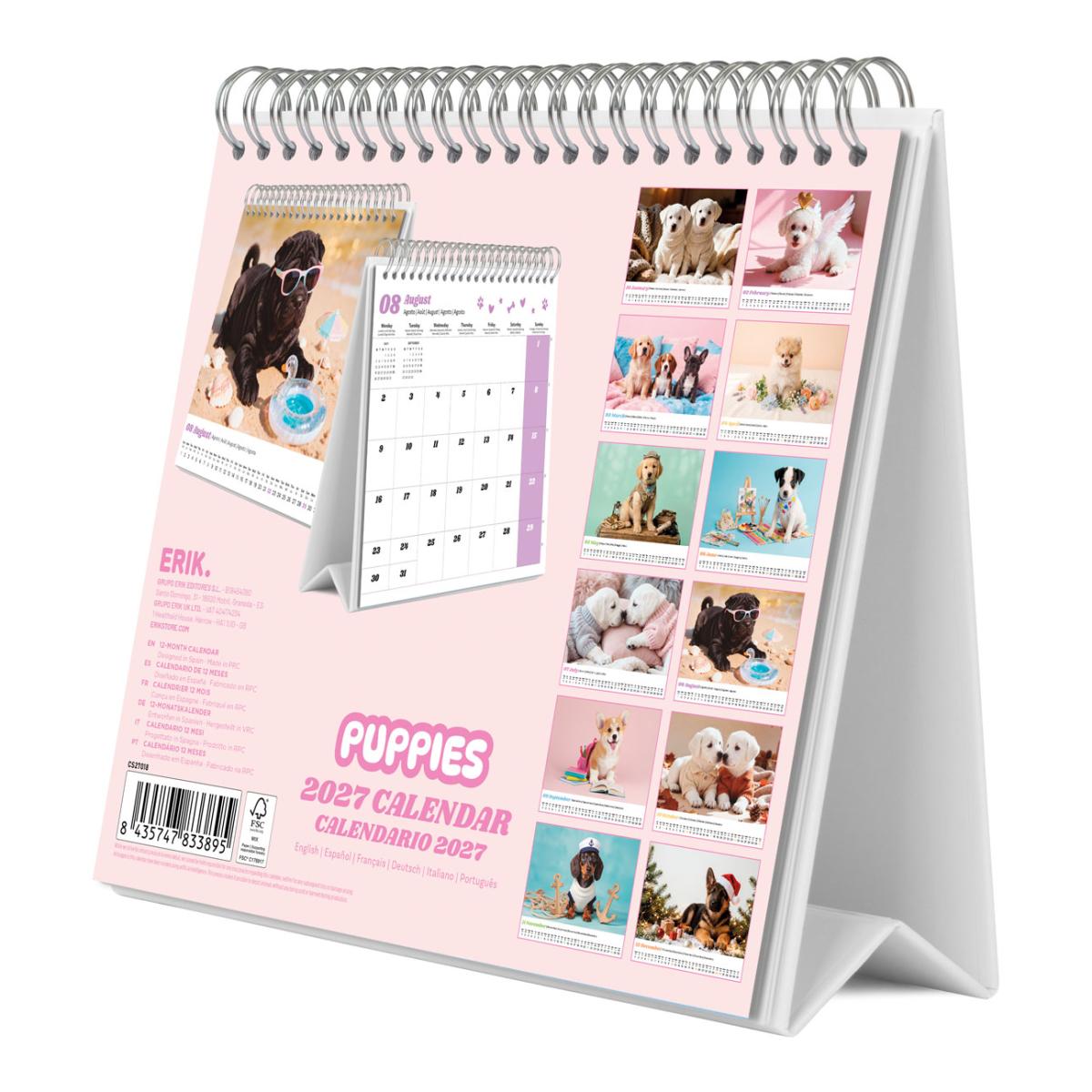 Calendário de Parede 2027 30x30 16 Meses Erik Pink Multiliingüe Rosa-2