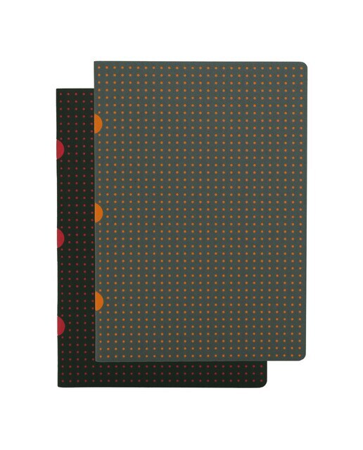 Pack 2 Libretas Cahier Círculo A5 Milimetrado Paper-Oh Negro y Rojo / Gris y Naranja