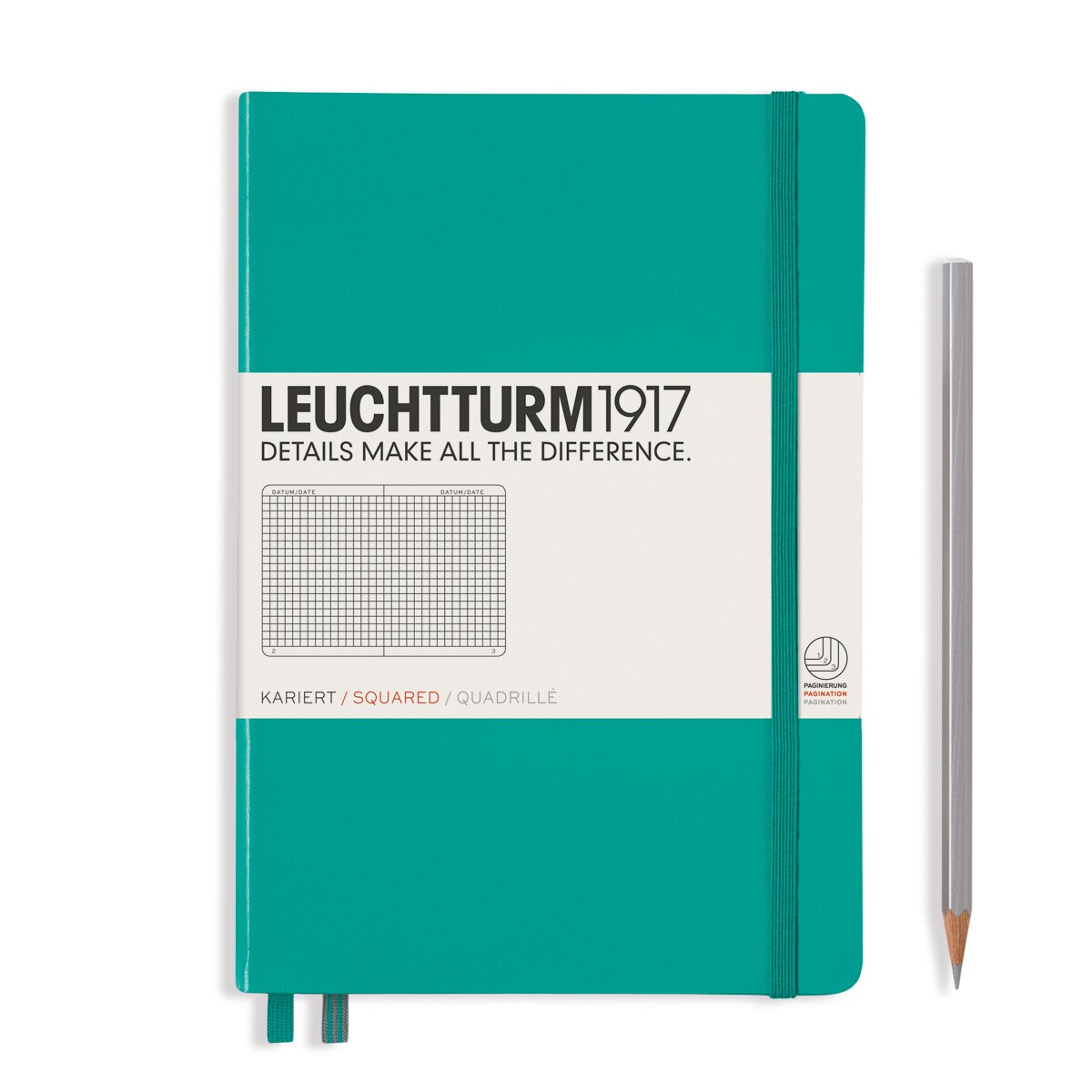 Caderno de notas A5 Capa dura Quadriculado 5 x 5 mm Leuchtturm1917 esmeralda Esmeralda-2