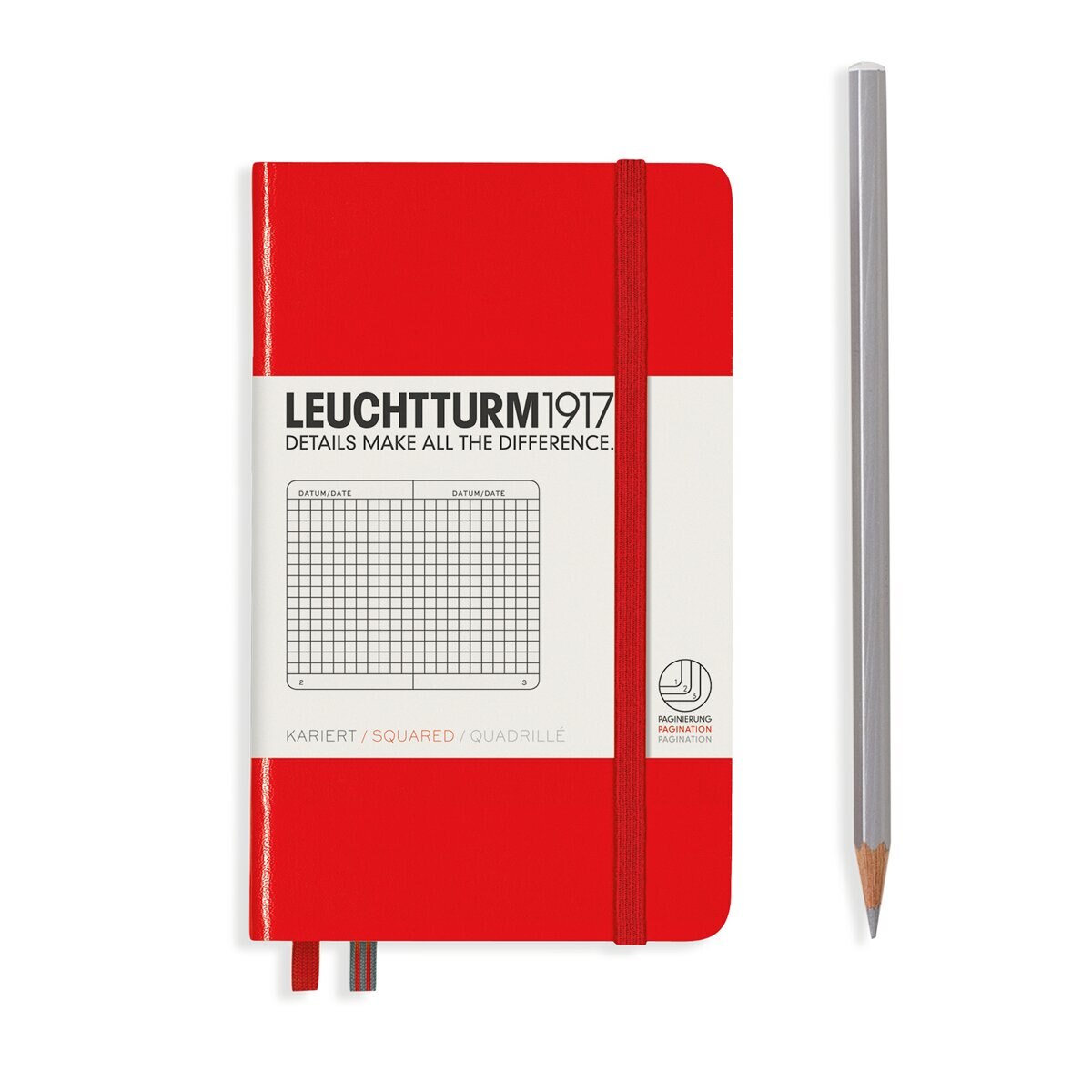 Caderno de notas A6 Capa dura Quadriculado 5 x 5 mm Leuchtturm1917 vermelho Vermelho-2
