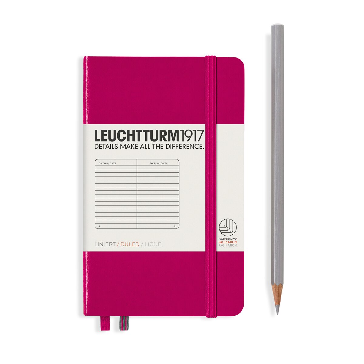 Caderno de notas A6 Capa dura de Linhas Horizontal Leuchtturm1917 baga Framboesa-2