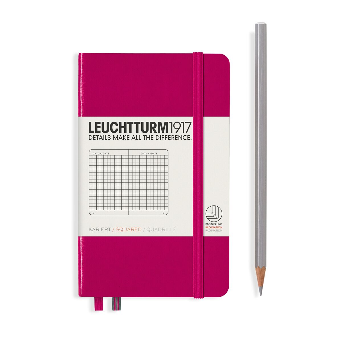 Caderno de notas A6 Capa dura Quadriculado 5 x 5 mm Leuchtturm1917 baga Framboesa-2