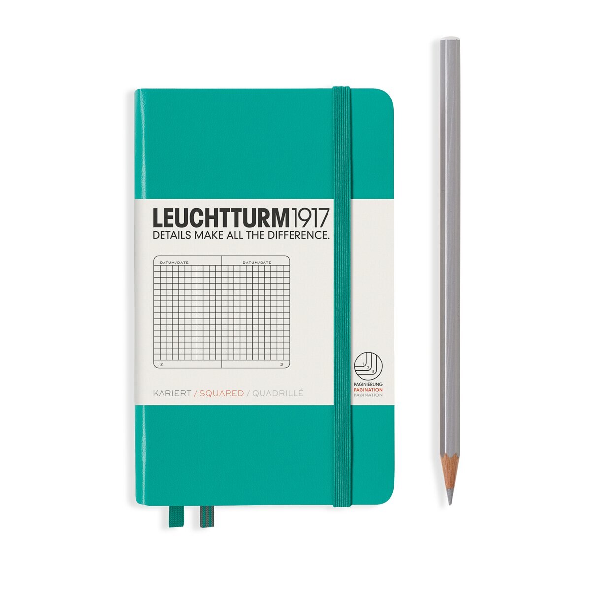 Caderno de notas A6 Capa dura Quadriculado 5 x 5 mm Leuchtturm1917 esmeralda Esmeralda-2