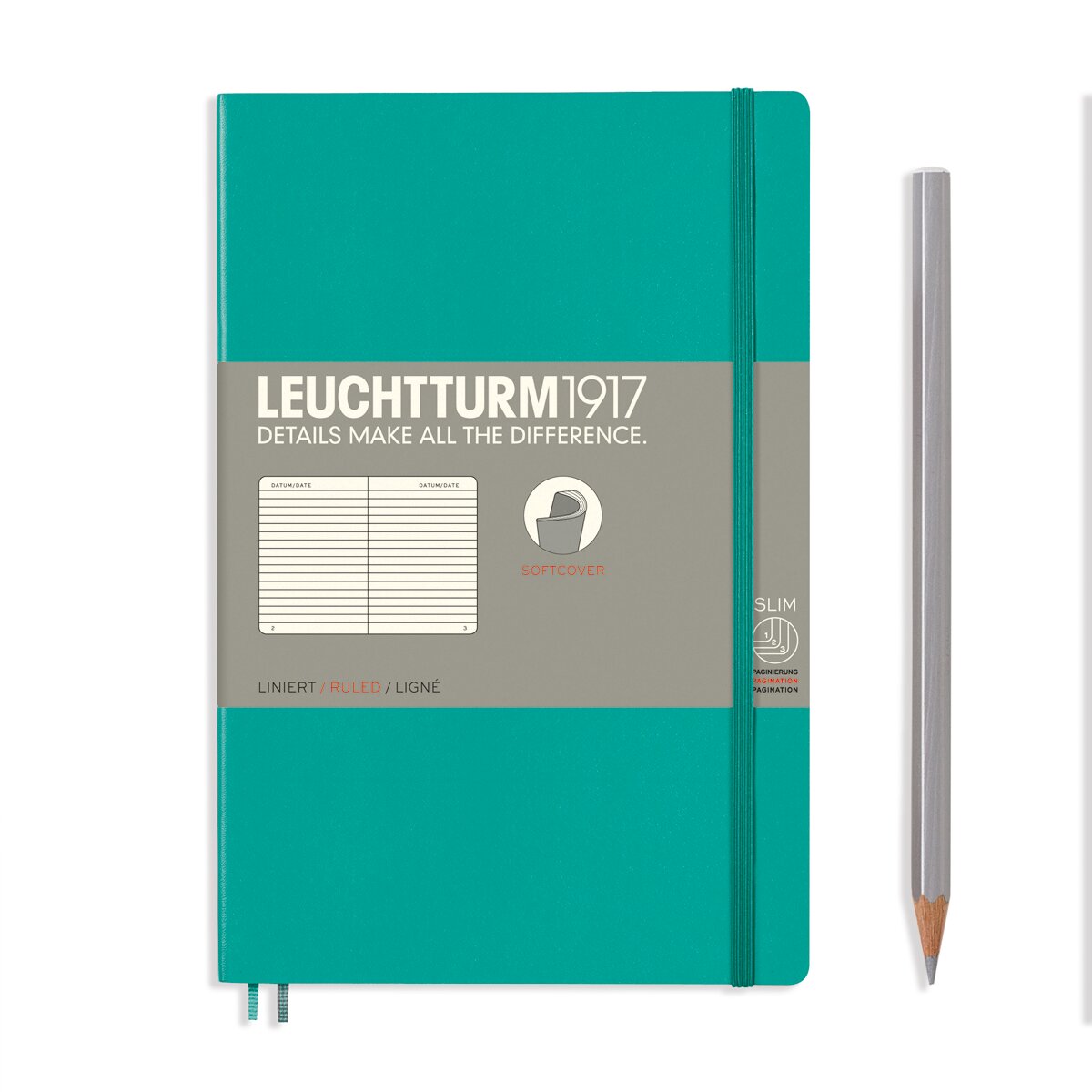 Caderno de notas B6 Capa mole de Linhas Horizontal Leuchtturm1917 esmeralda Esmeralda-2