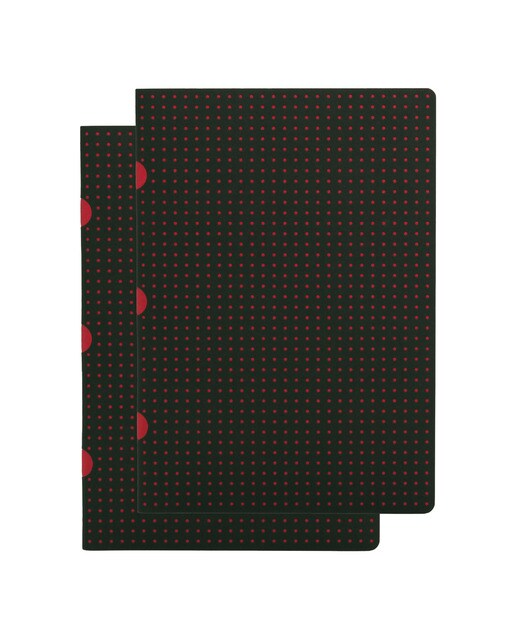 Pack de 2 blocos lisos A5 Cahier Círculo preto sobre vermelho Preto / Vermelho-1