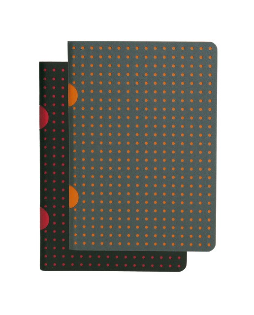 Pack de 2 blocos de linhas B7 Cahier Círculo preto sobre vermelho/cinzento sobre laranja Preto-1