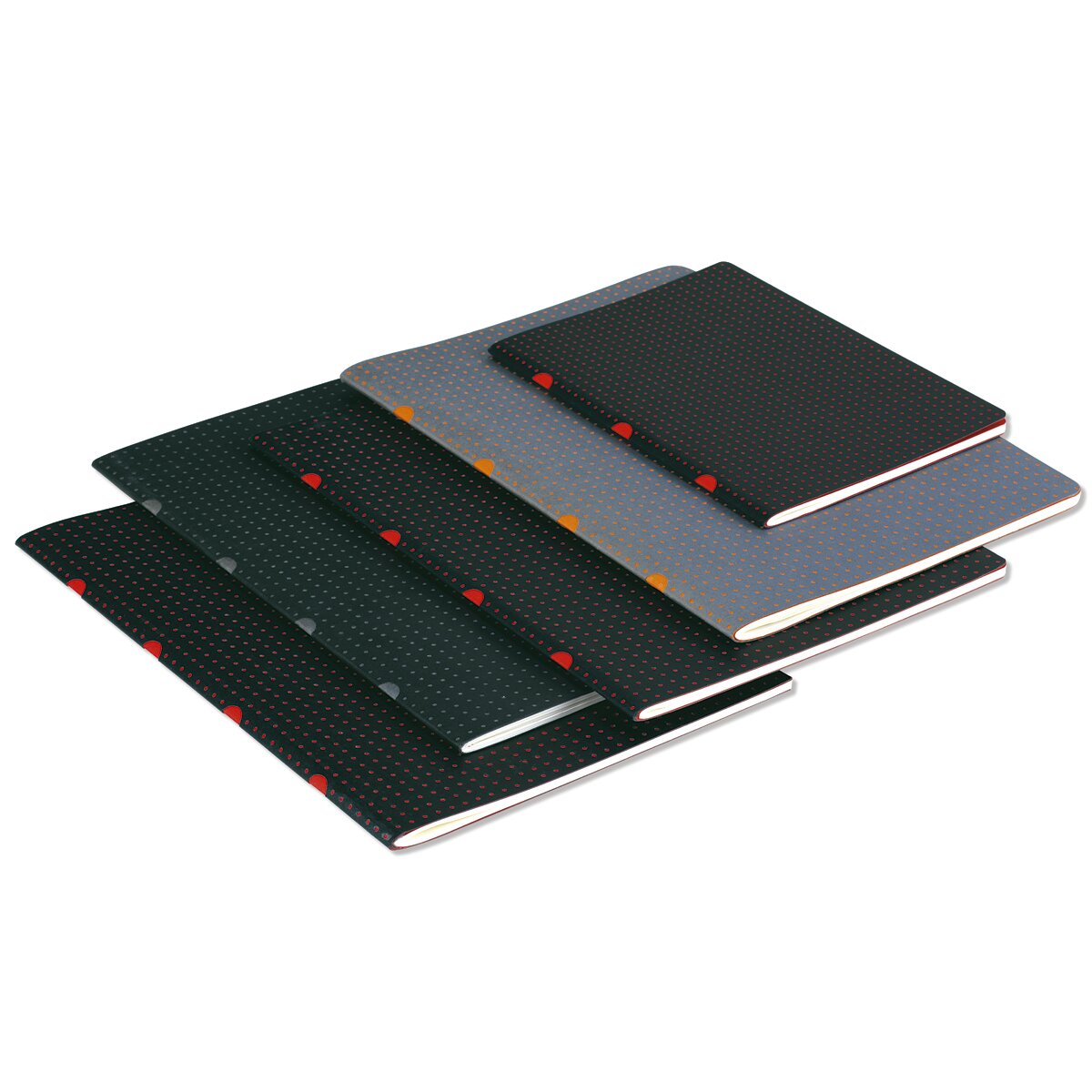 Pack de 2 blocos de linhas B7 Cahier Círculo preto sobre vermelho/cinzento sobre laranja Preto-2